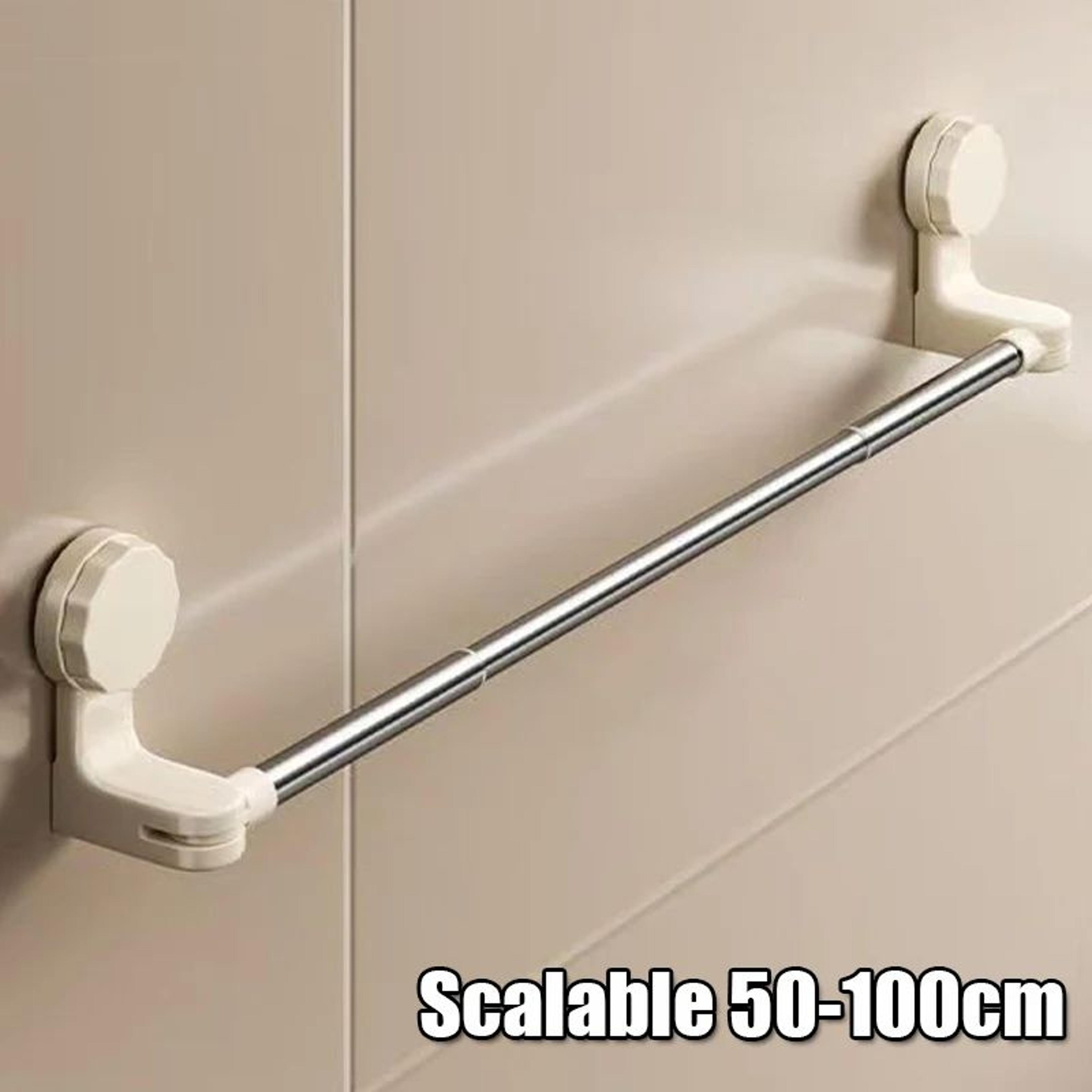Retractable Suction Cup Towel Bar  3060cm  50100cm Adjustable NonPerforated WallMounted Single Rod  13