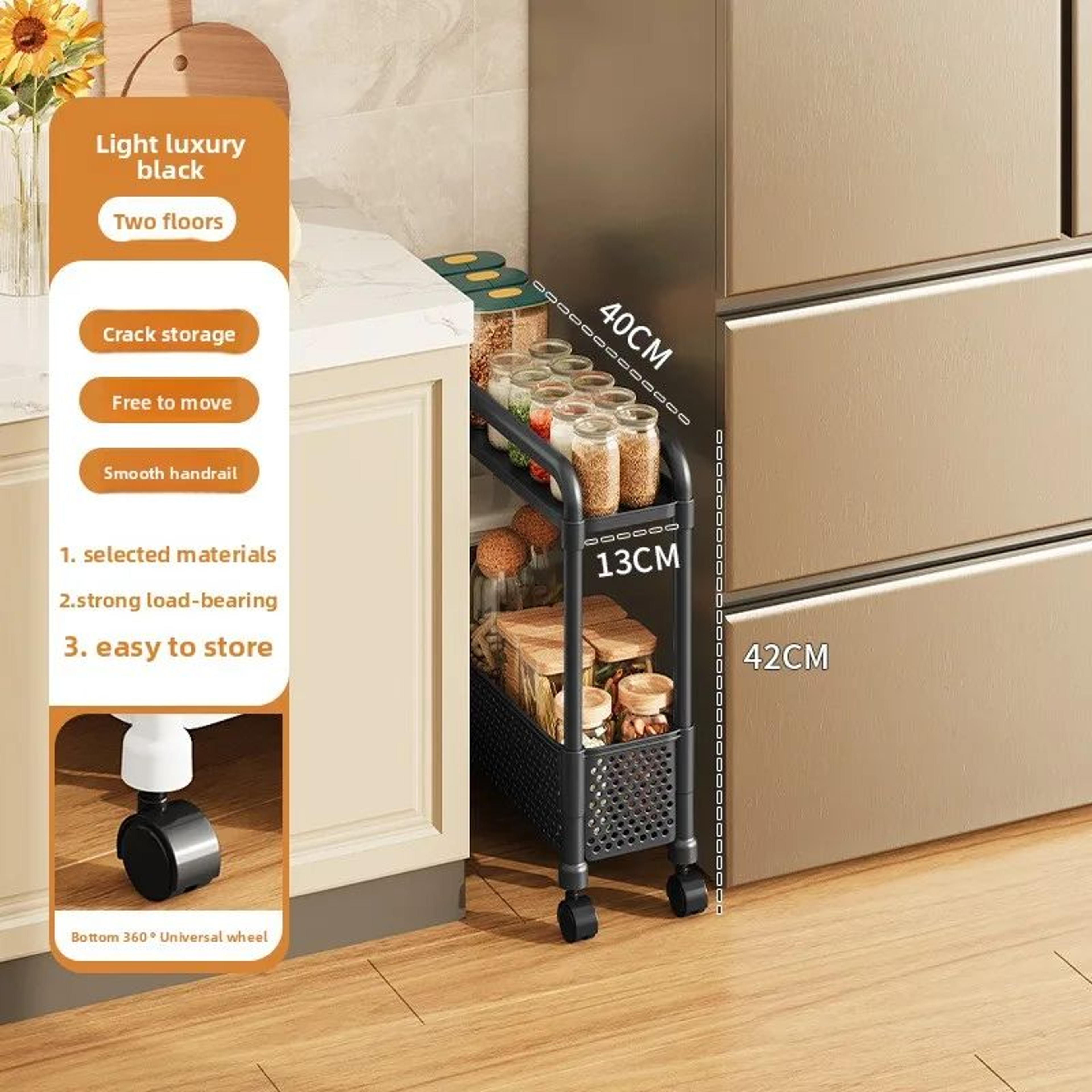 Slim Gap Storage Rack  Movable FloorStanding Narrow Cart For Kitchen Bathroom  Living Room Organiza 5