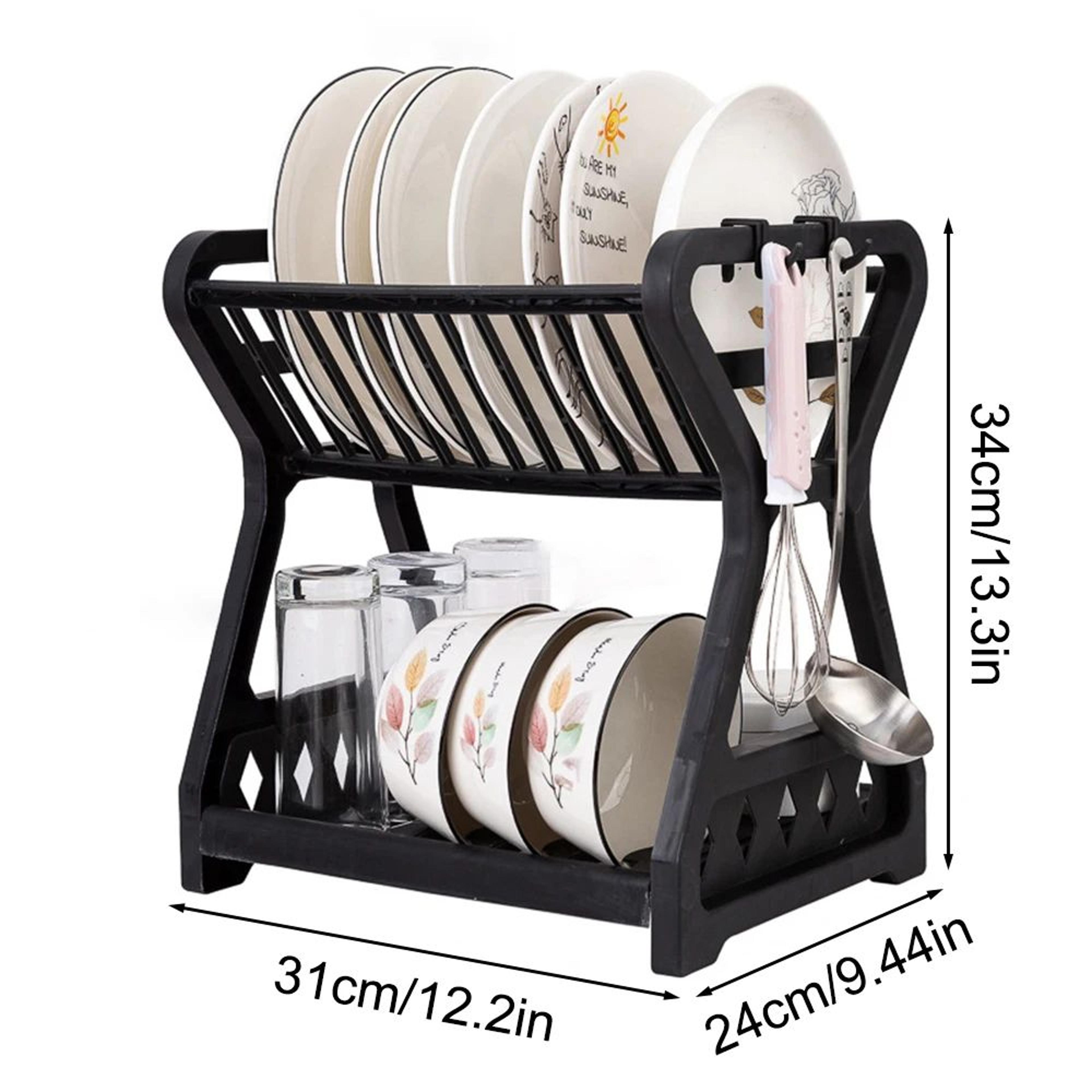 DoubleLayer Kitchen Dish Rack  Multifunctional Drain Bowl Tray  Storage Organizer For Drying Plates 4