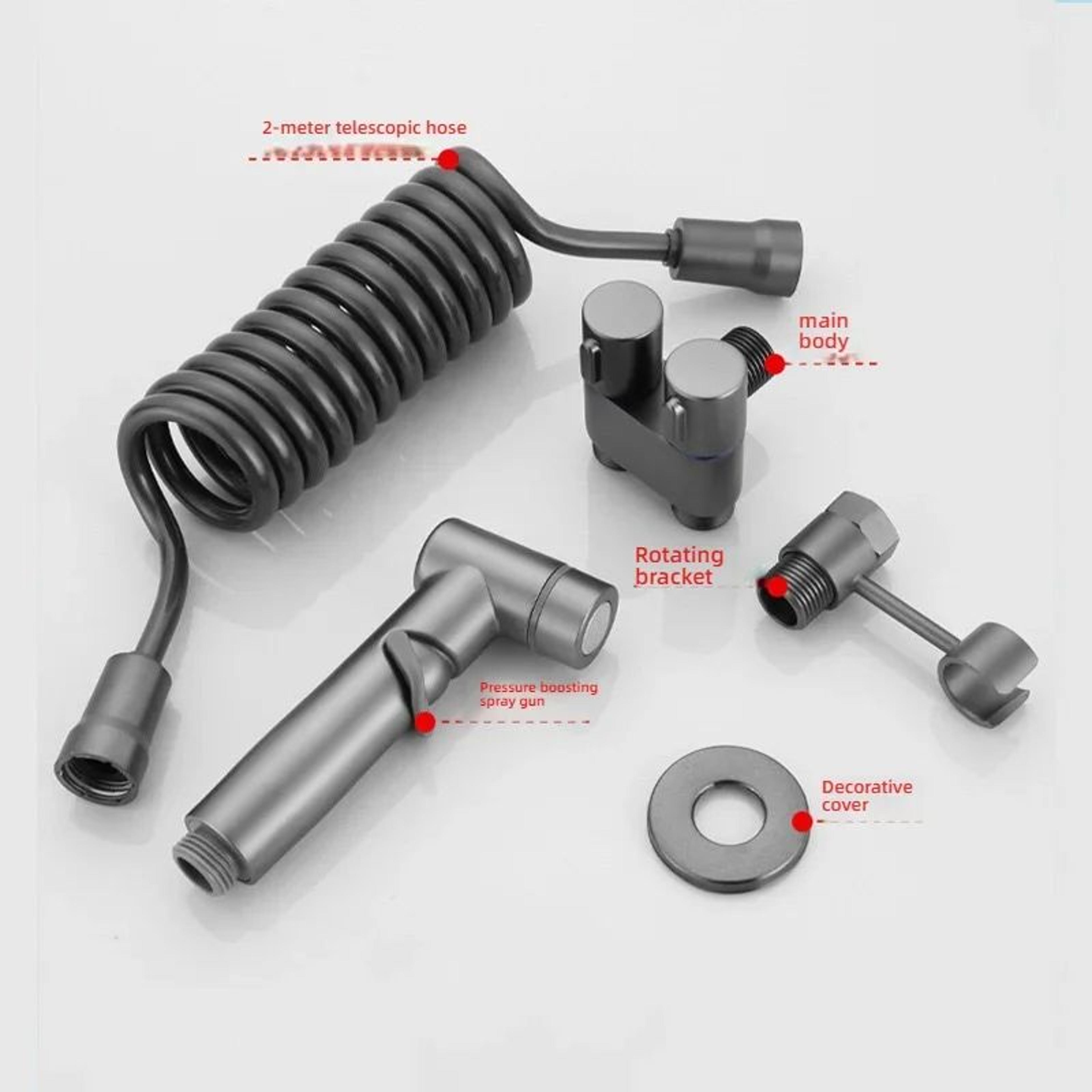 Zinc Alloy Angle Valve Bidet Sprayer Set  OneinTwoOut WallMount Water Control Valve For Toilet  Bat 4