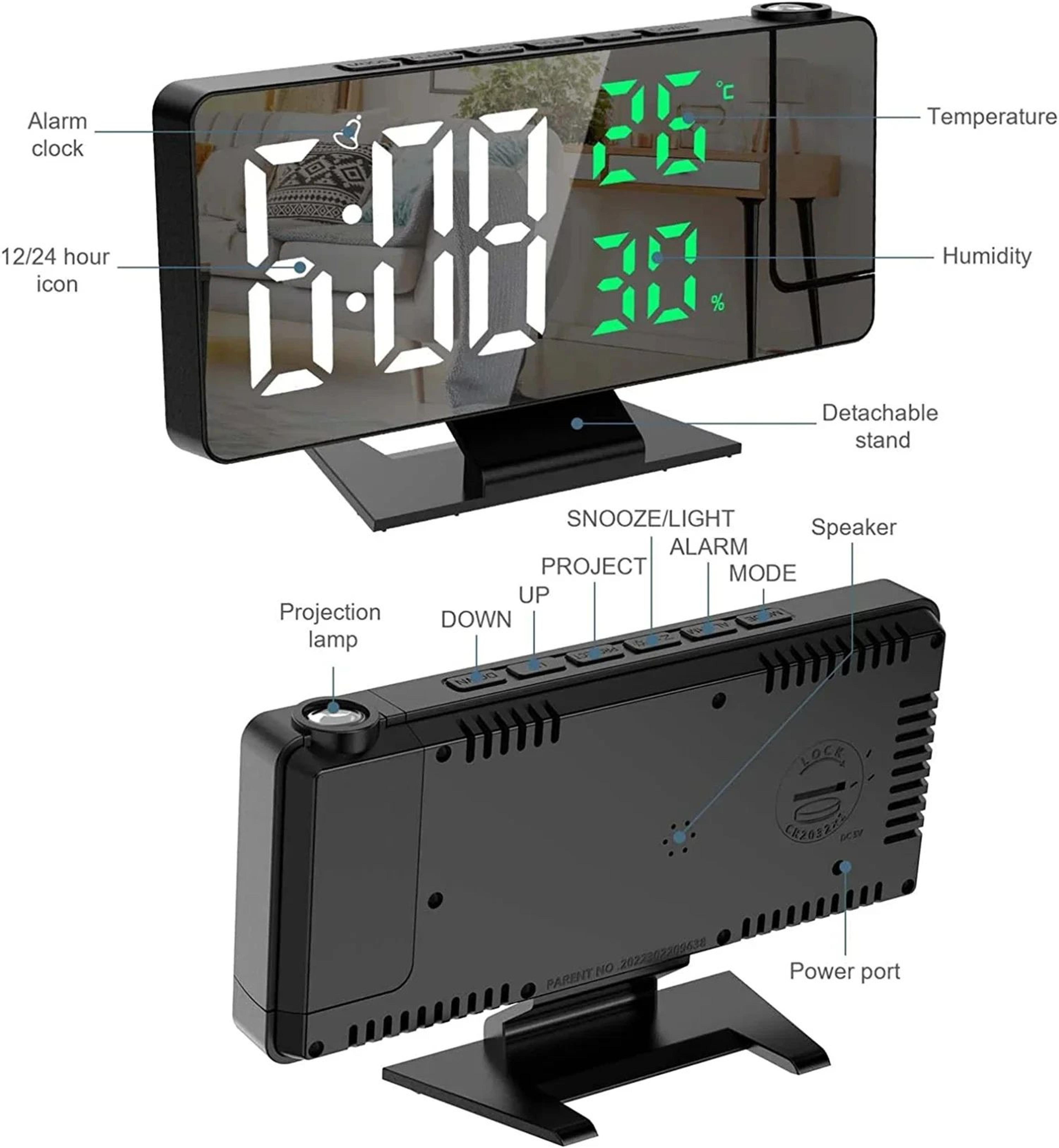 LED Projection Alarm Clock 8