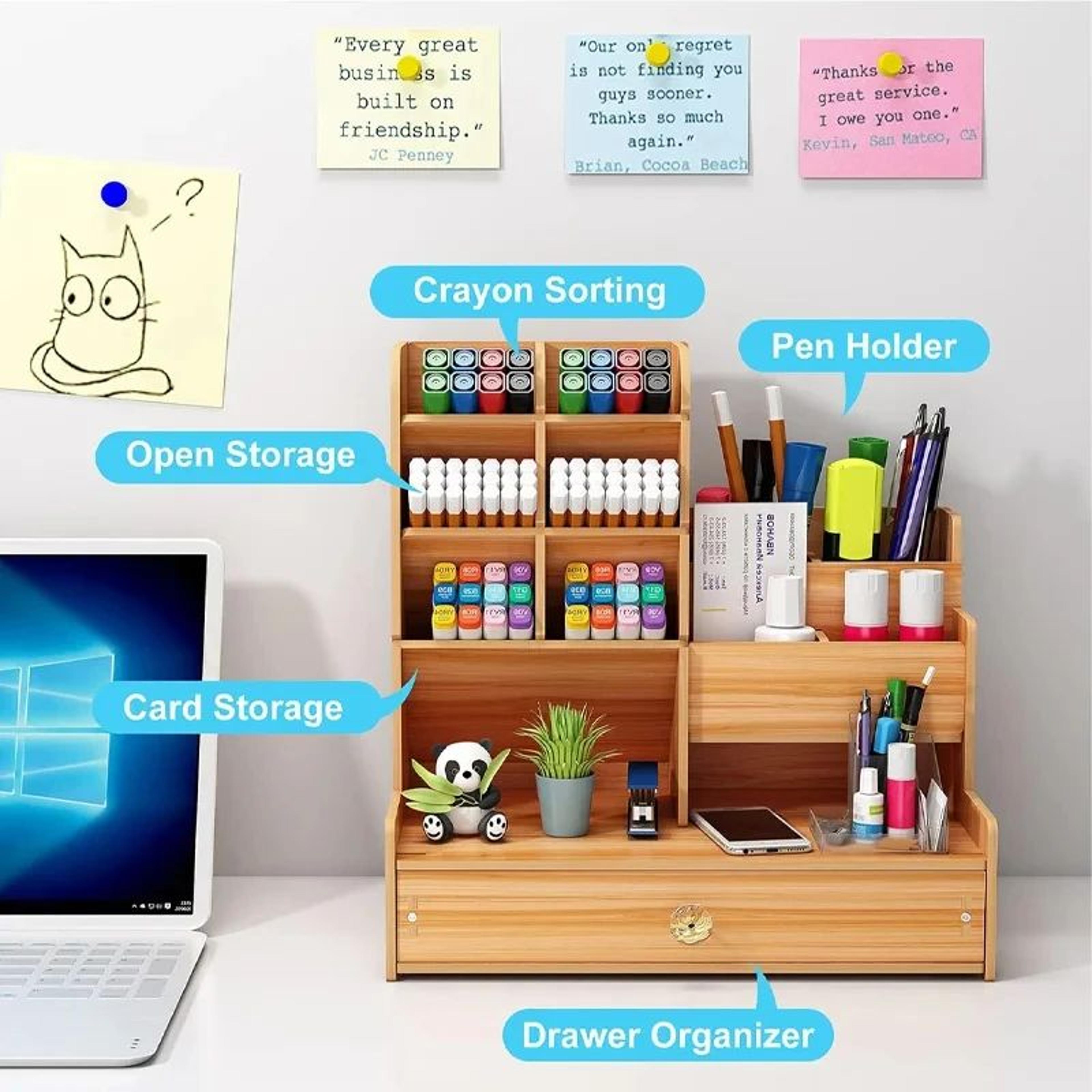 Wooden Desktop Organizer With Drawer 4
