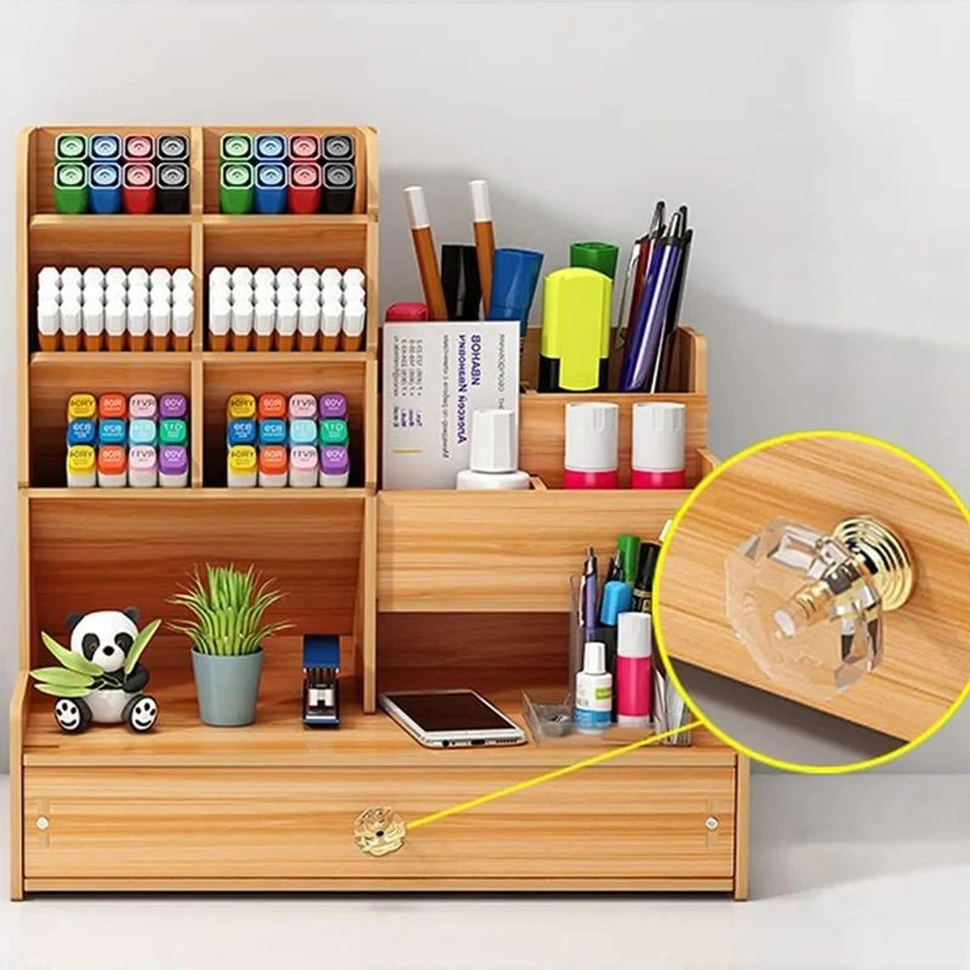 Wooden Desktop Organizer With Drawer 5