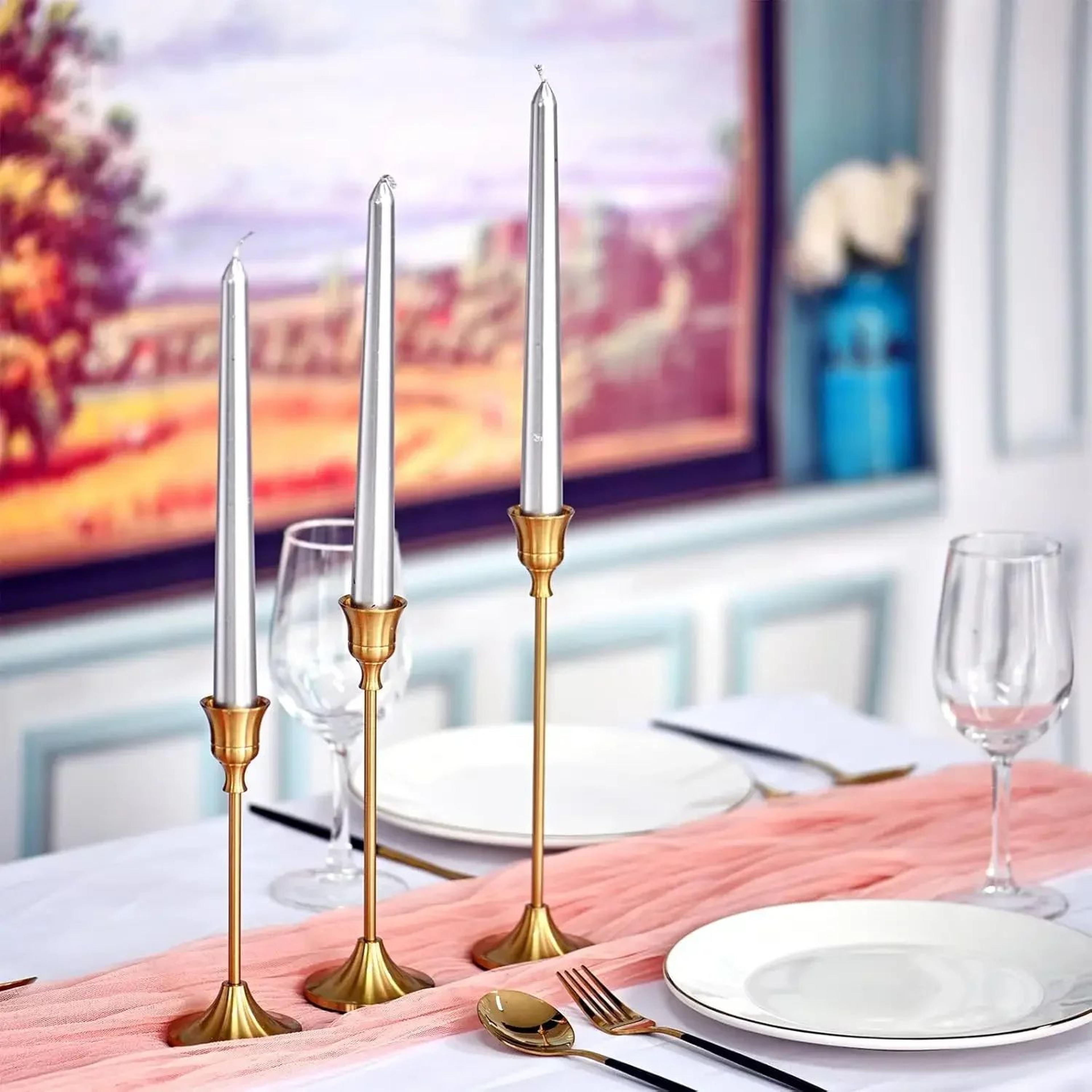 Vintage Metal Tabletop Candle Holder Set 4
