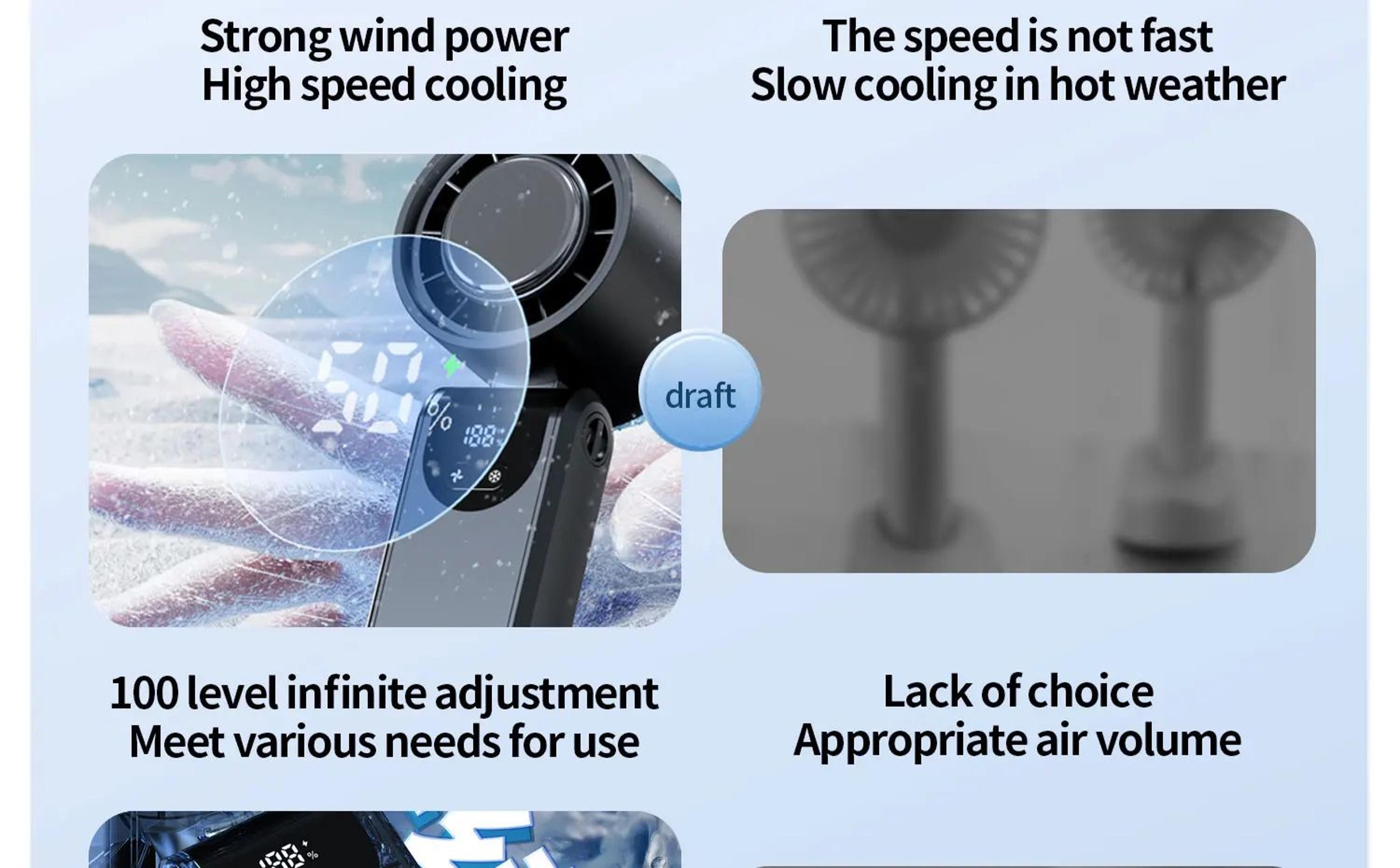 Portable Folding Handheld Fan With Cooling Display 11
