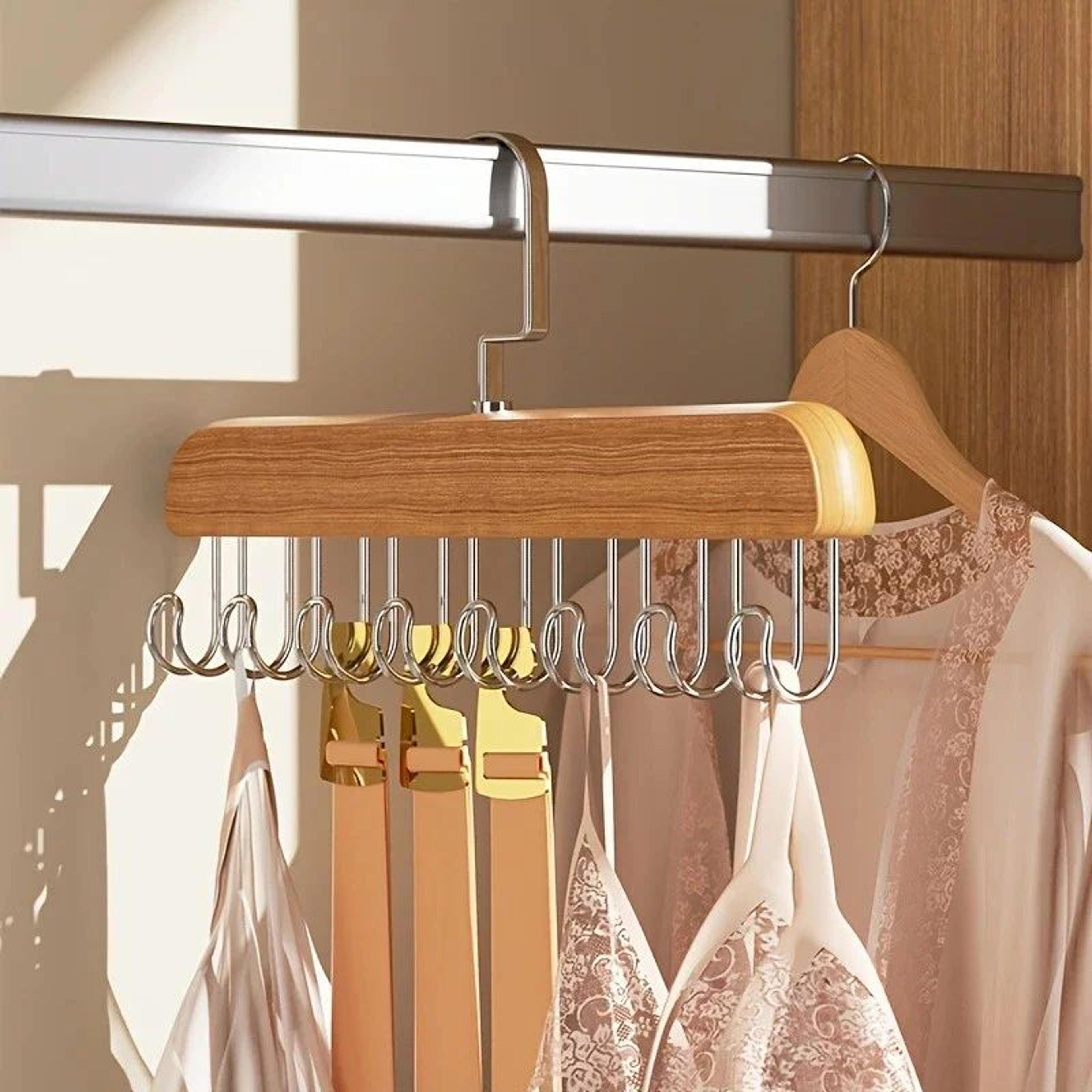 Wooden Multi Hook Hanger For Clothing Storage 5