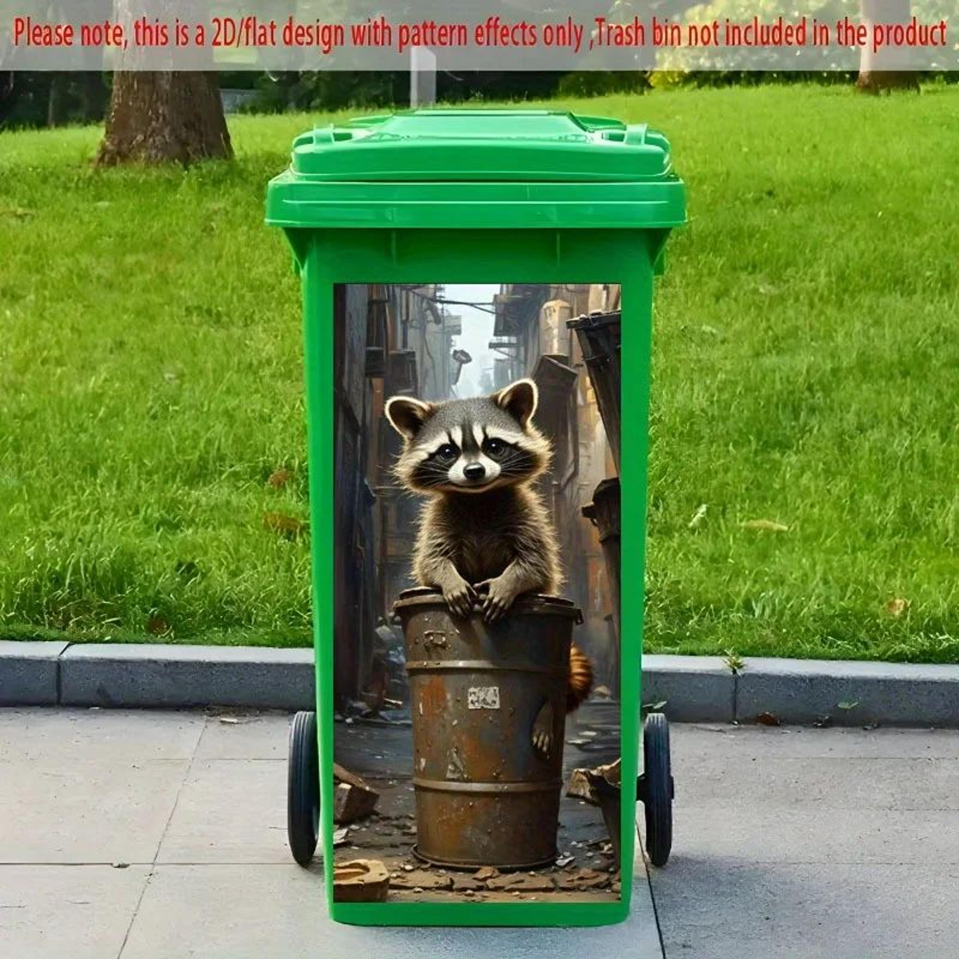 Cute Raccoon Trash Can Sticker 2