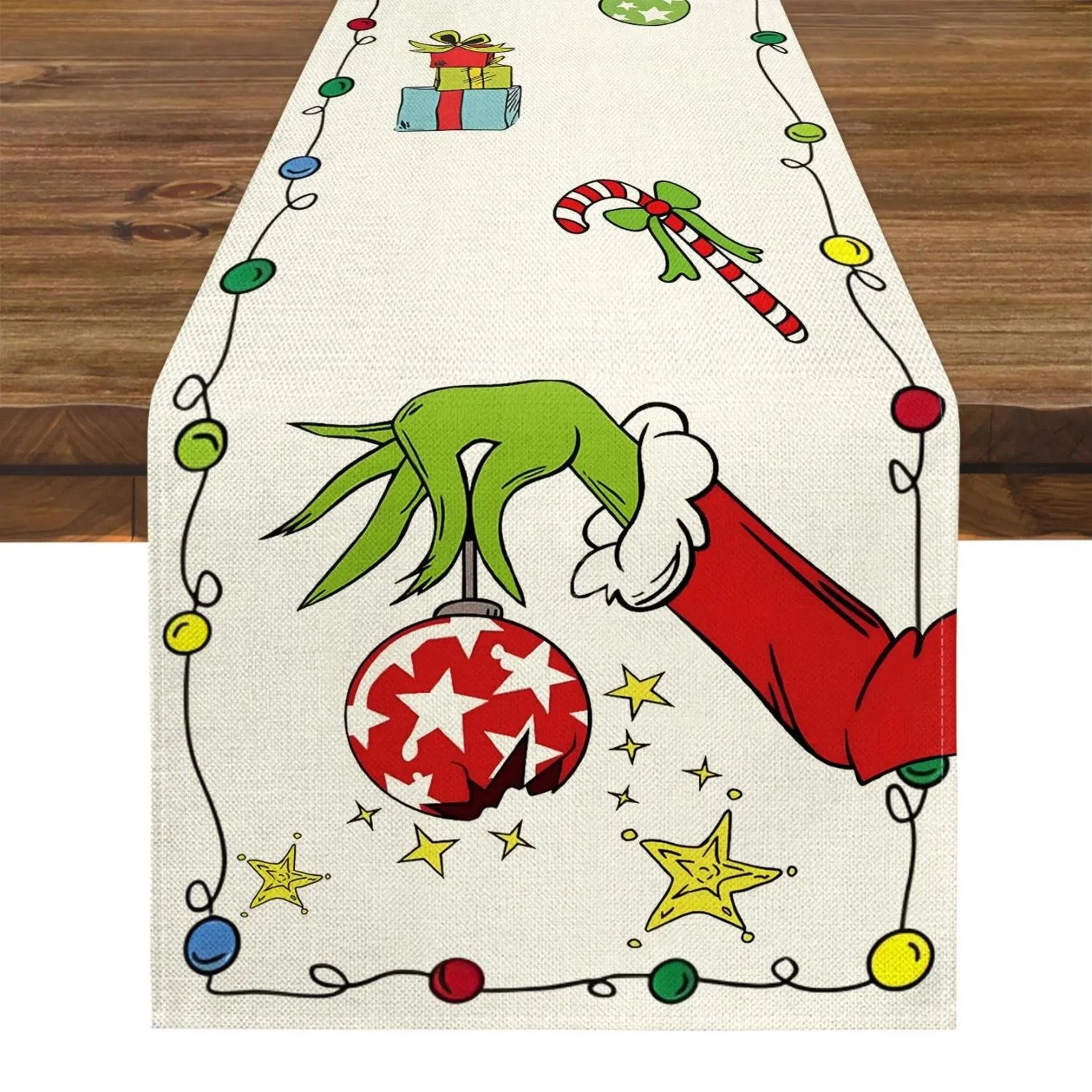Grinch Christmas Table Runner Decor 5