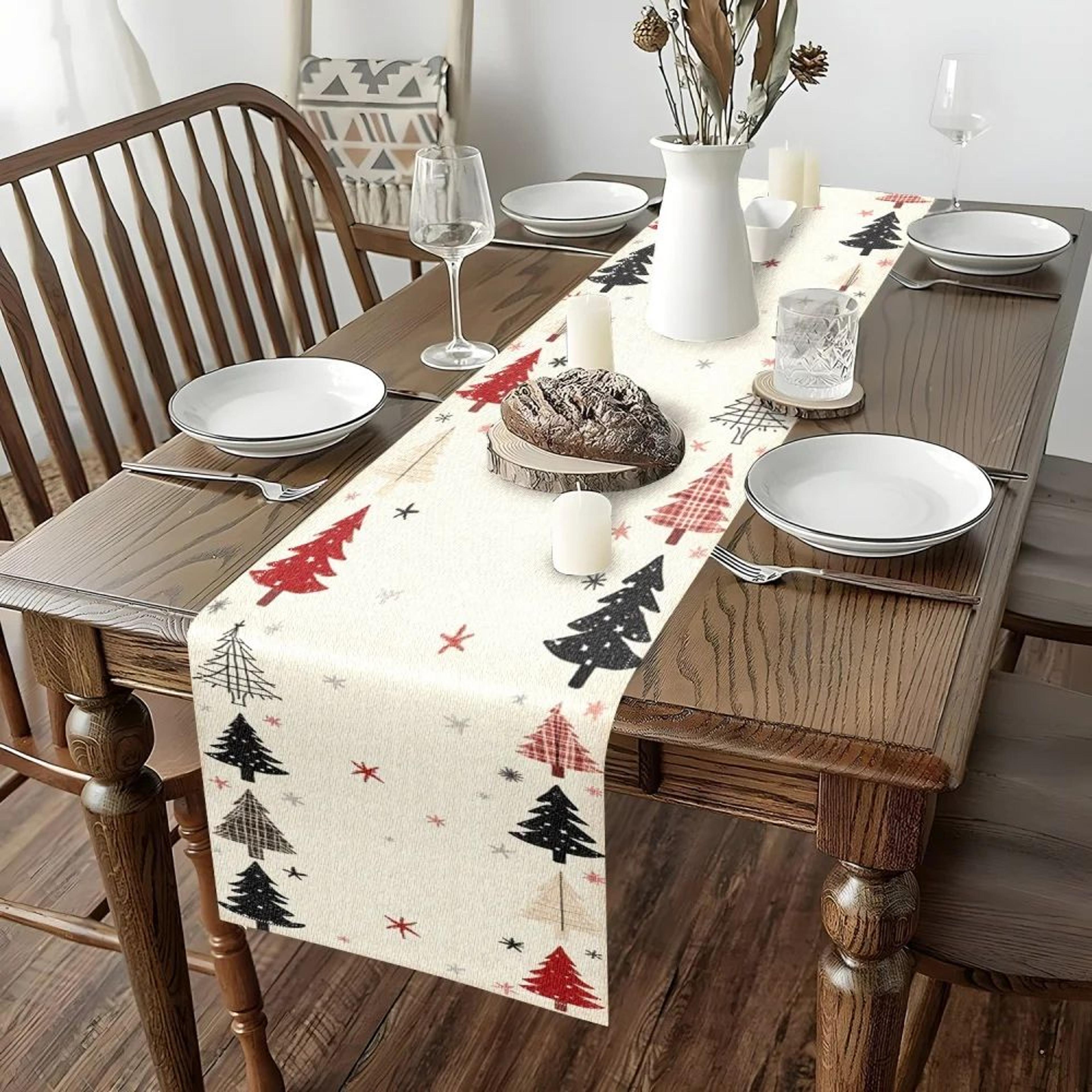 Red Black Beige Christmas Table Runner 2
