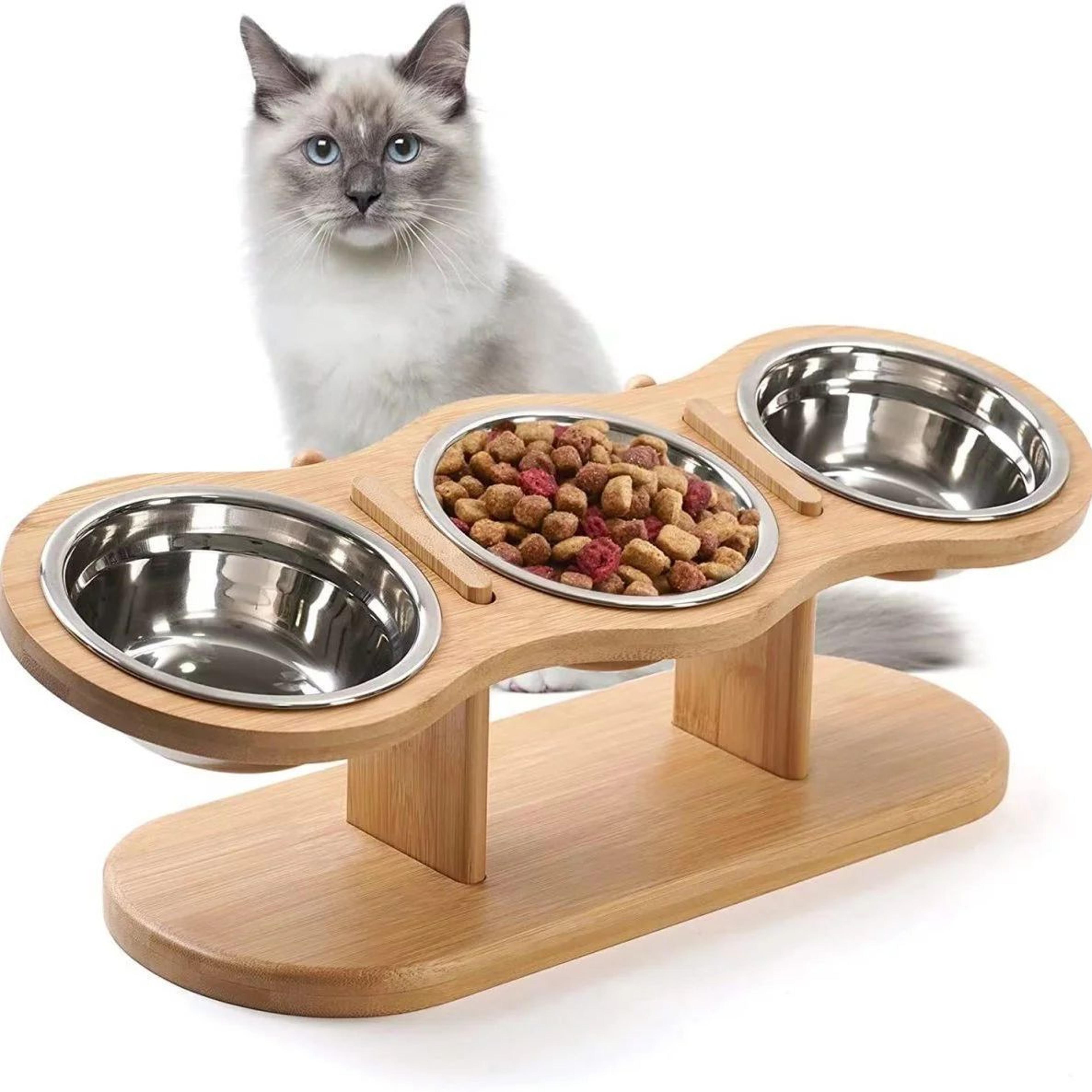 Adjustable Wooden Pet Bowl Stand Set 5