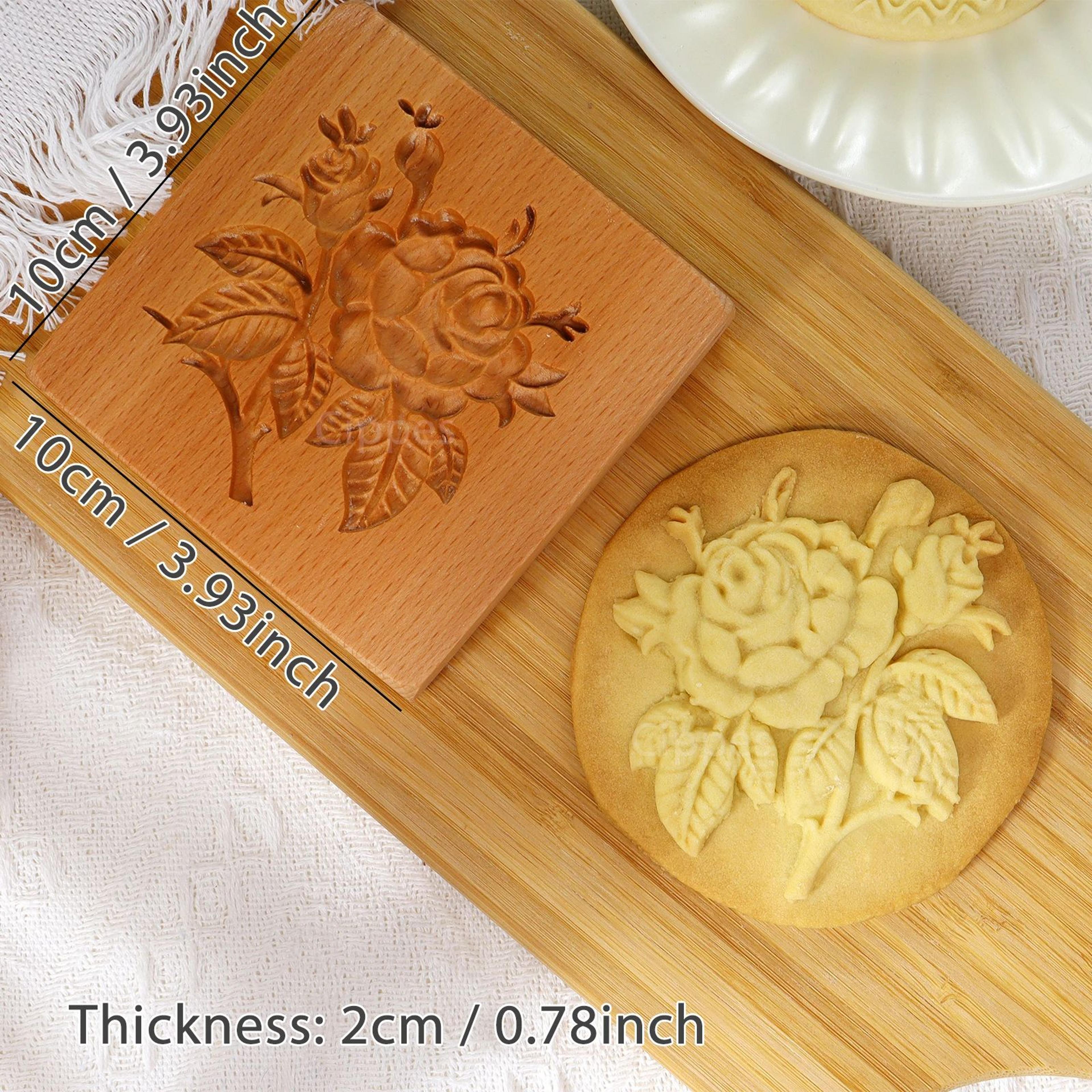 Wooden Rose Cookie Mold 6