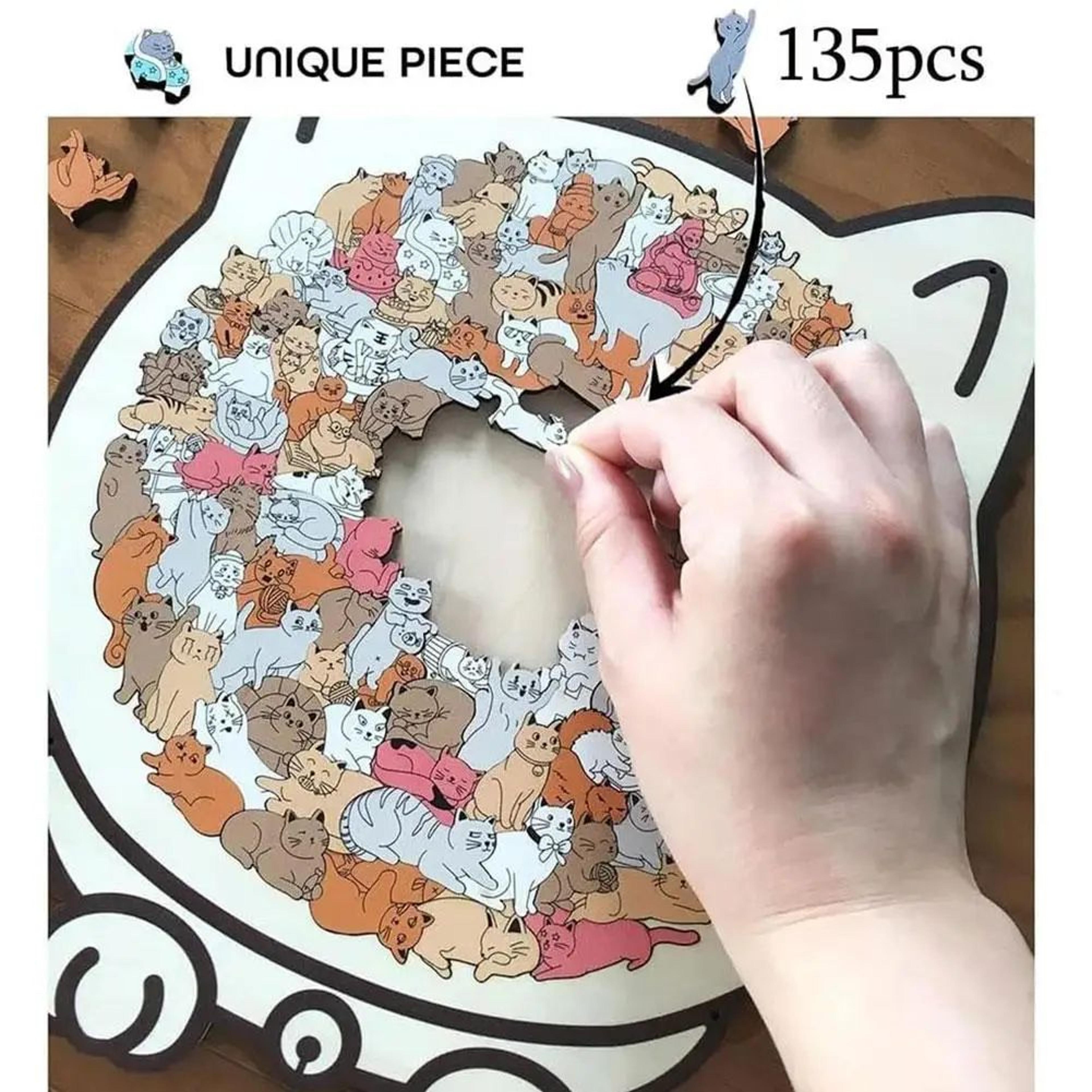 Wooden Cat Jigsaw Puzzle Home Decor 2