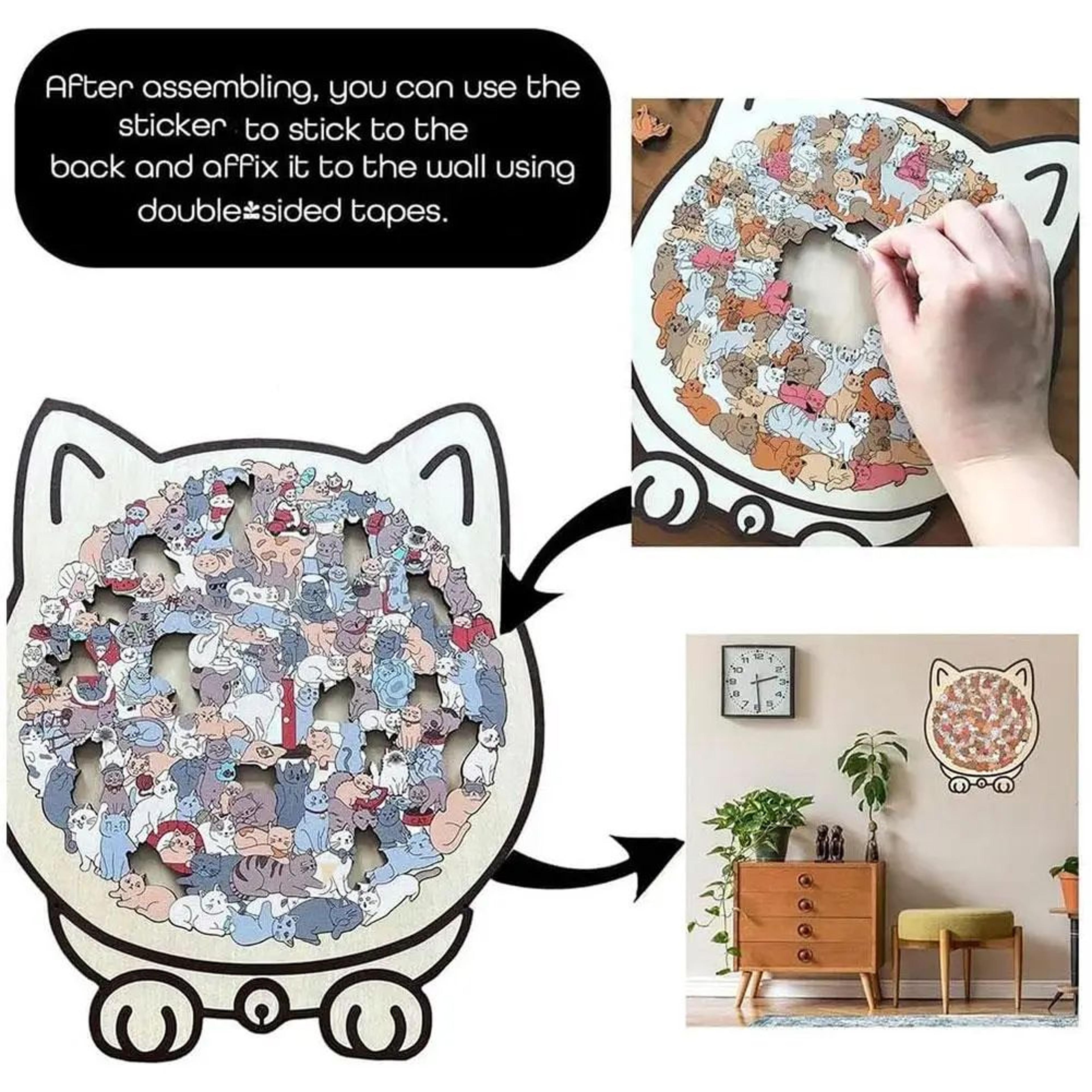 Wooden Cat Jigsaw Puzzle Home Decor 4