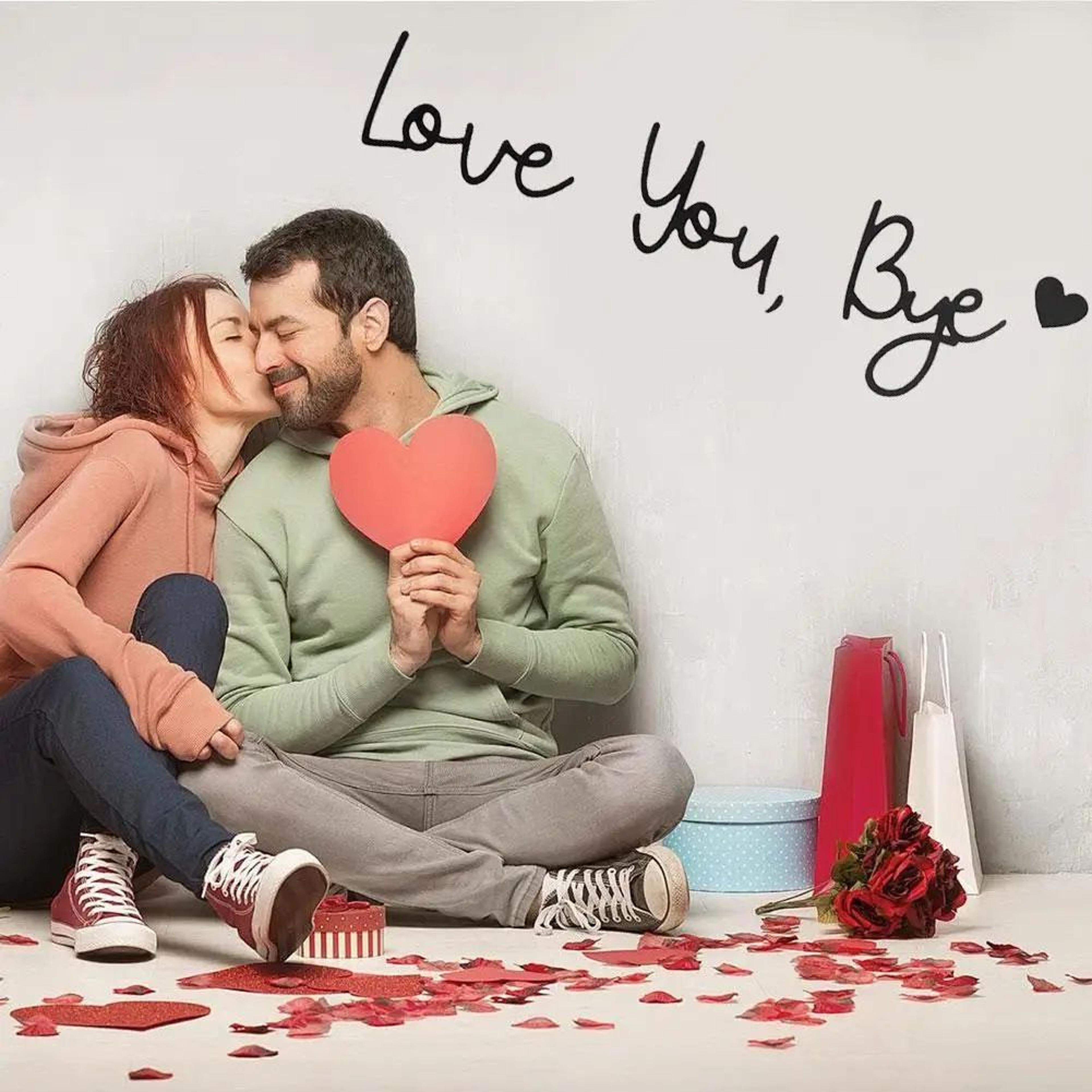 Wooden Script Wall Sign Love You Bye 1