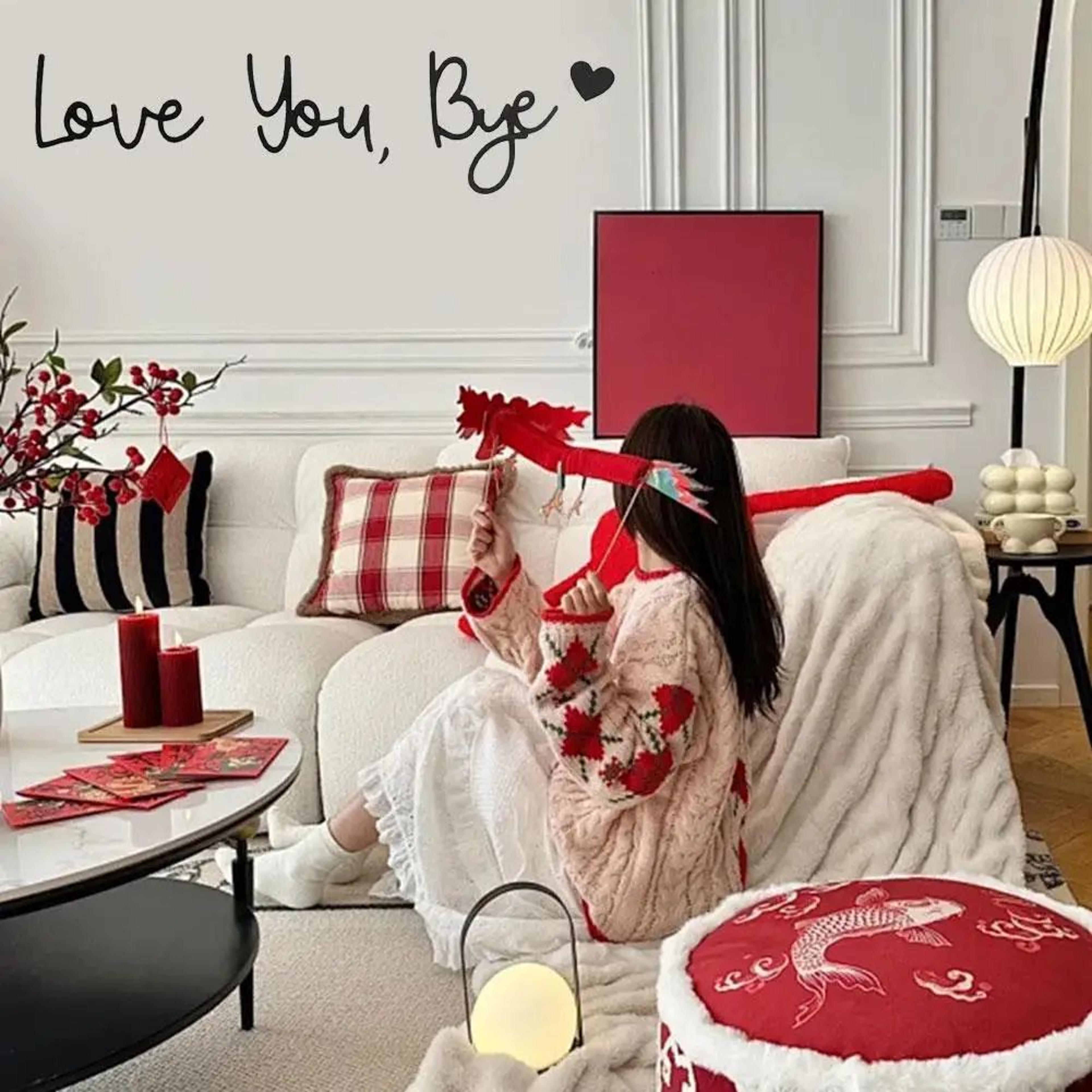 Wooden Script Wall Sign Love You Bye 8