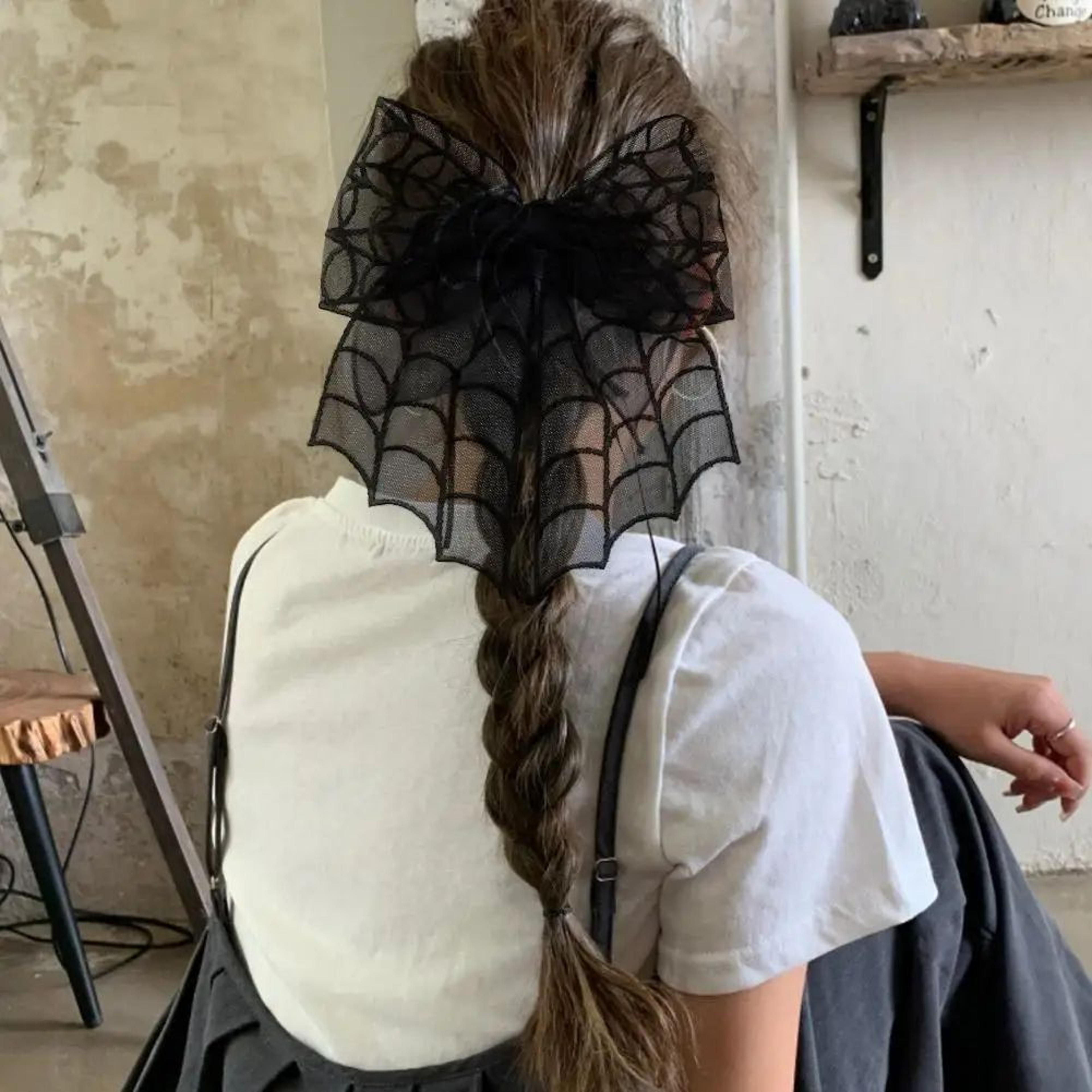 Halloween Spider Web Bow Hair Clips 3