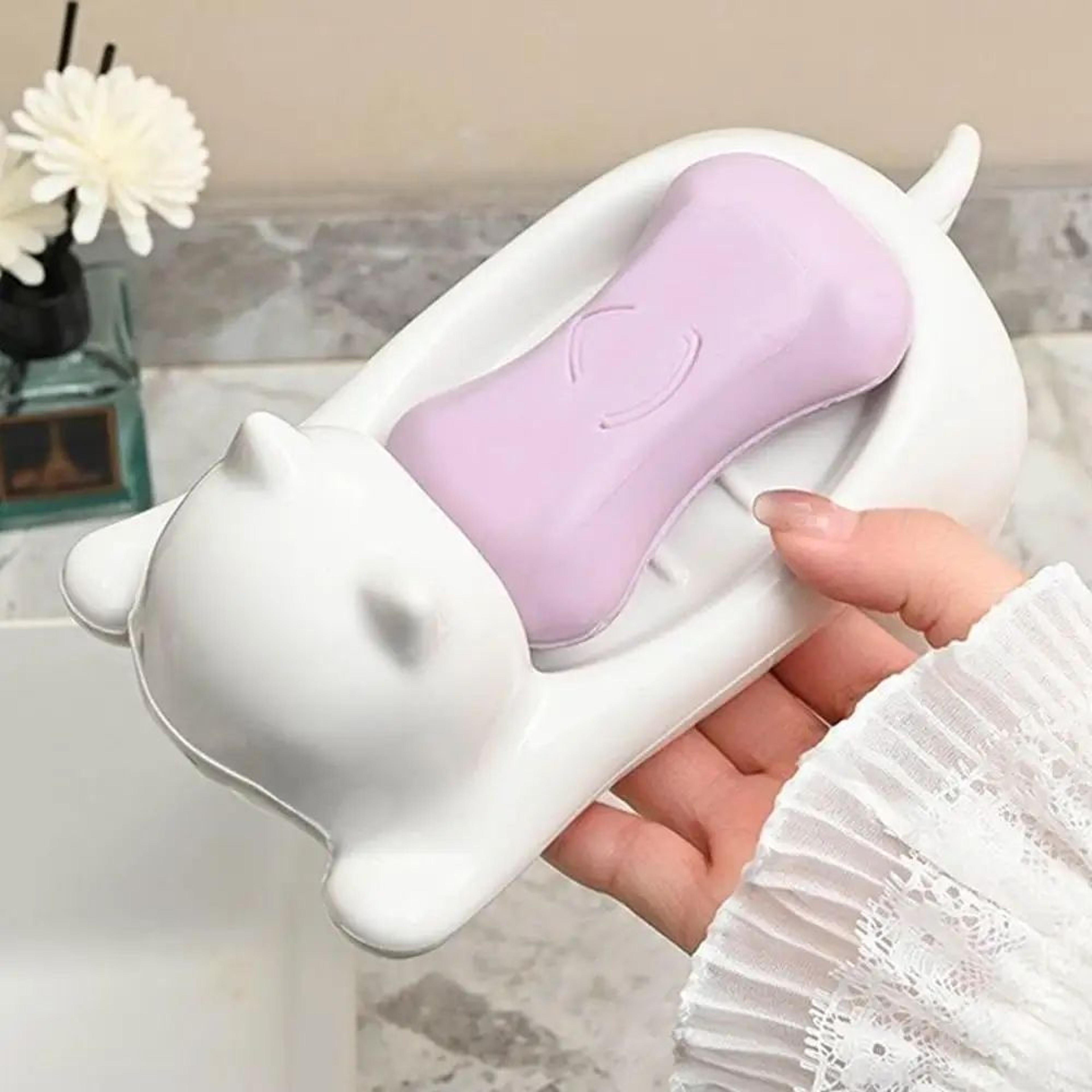 Cute Cat Shaped Self Draining Soap Dish 2