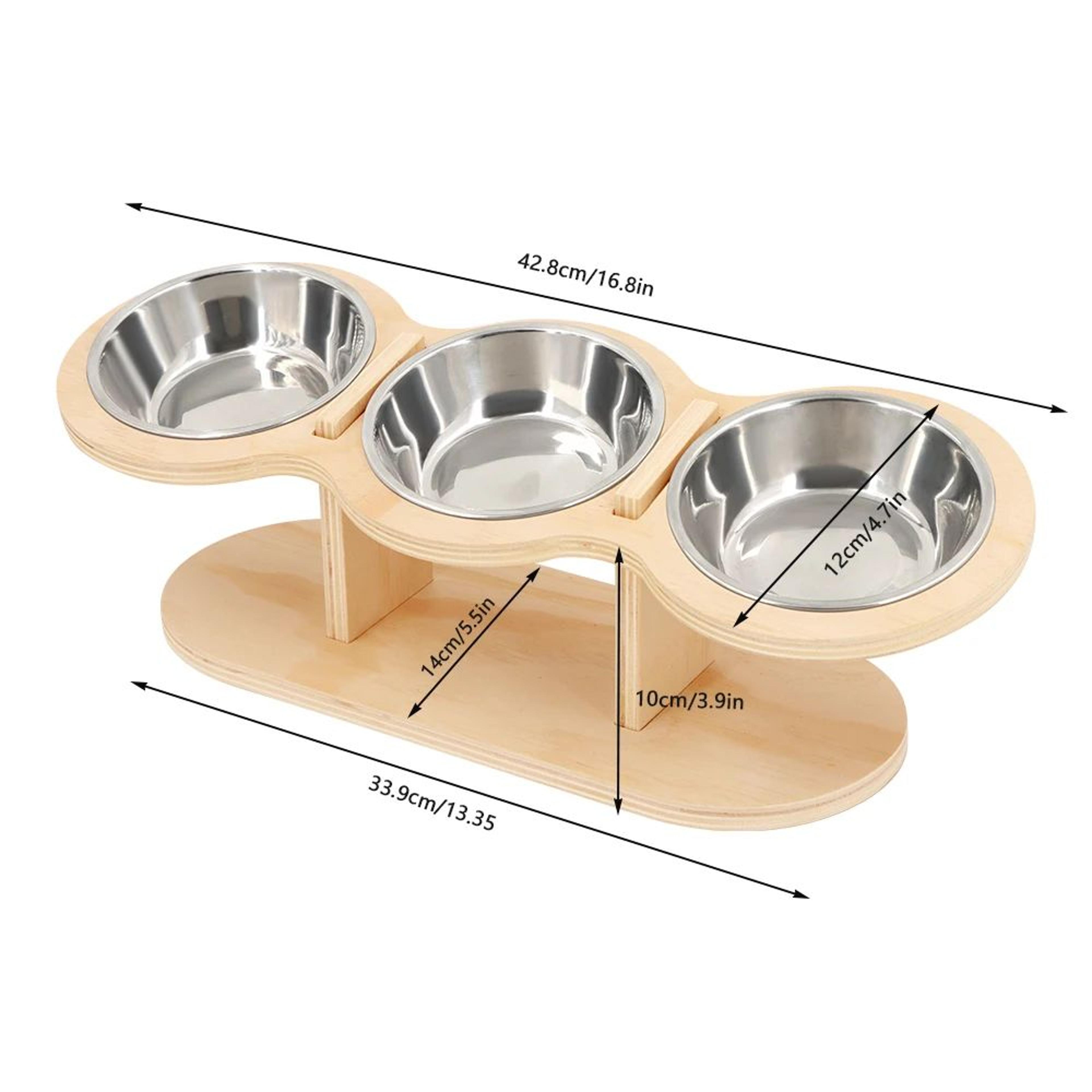 Three Bowl Raised Cat Feeder Set 1