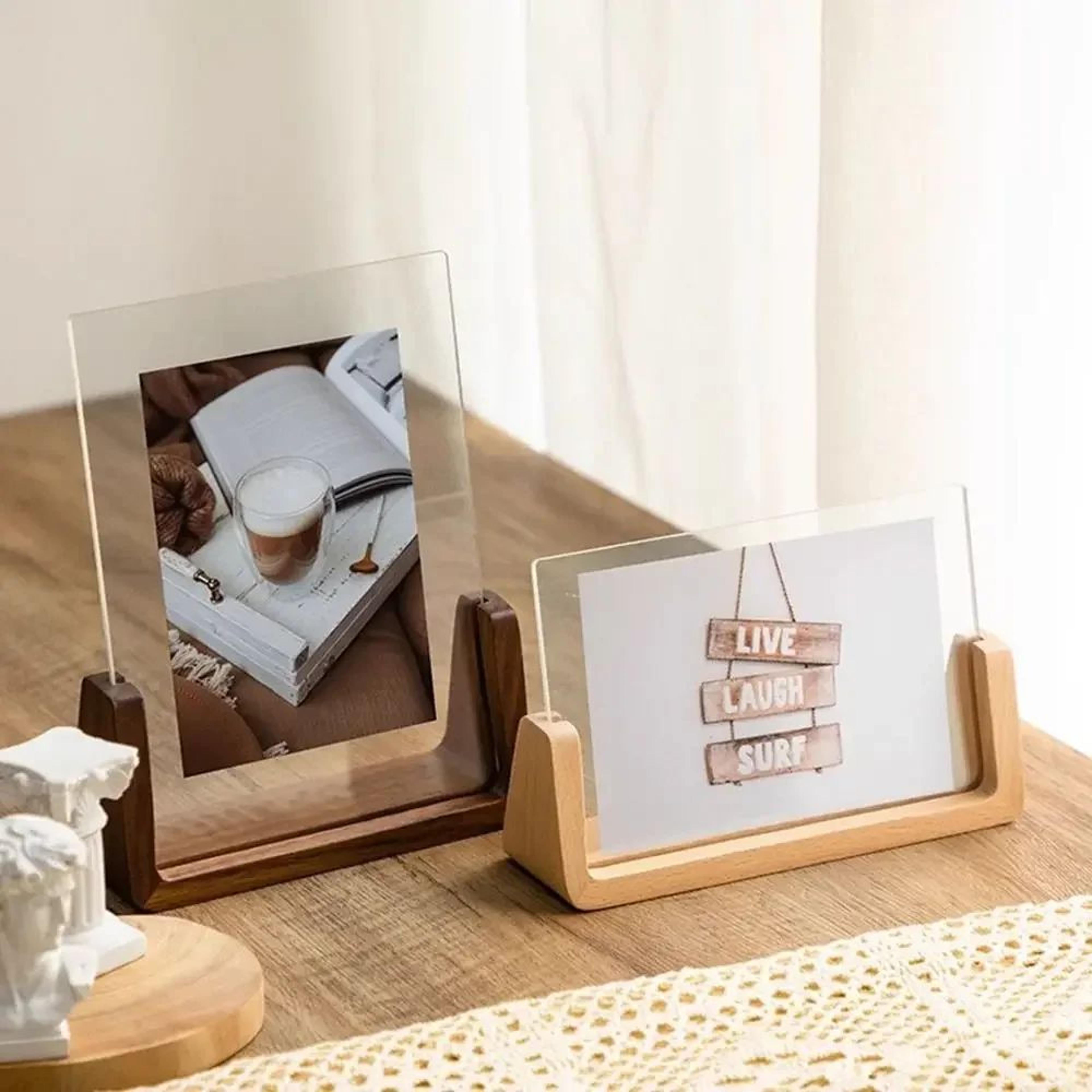 Walnut And Beech Acrylic UShape Photo Frame 3