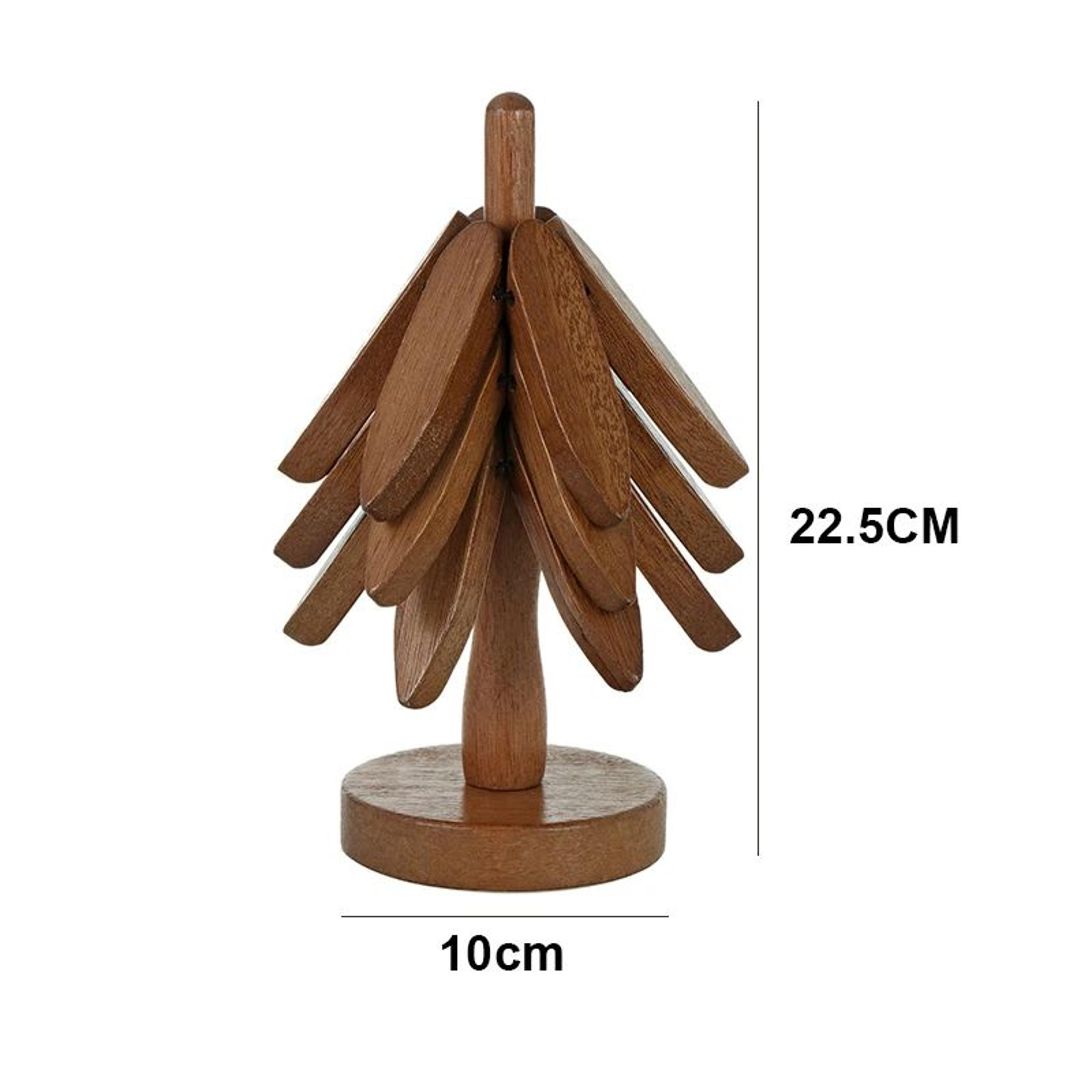 4Piece Tree Design Bamboo Wooden Trivets Set 6