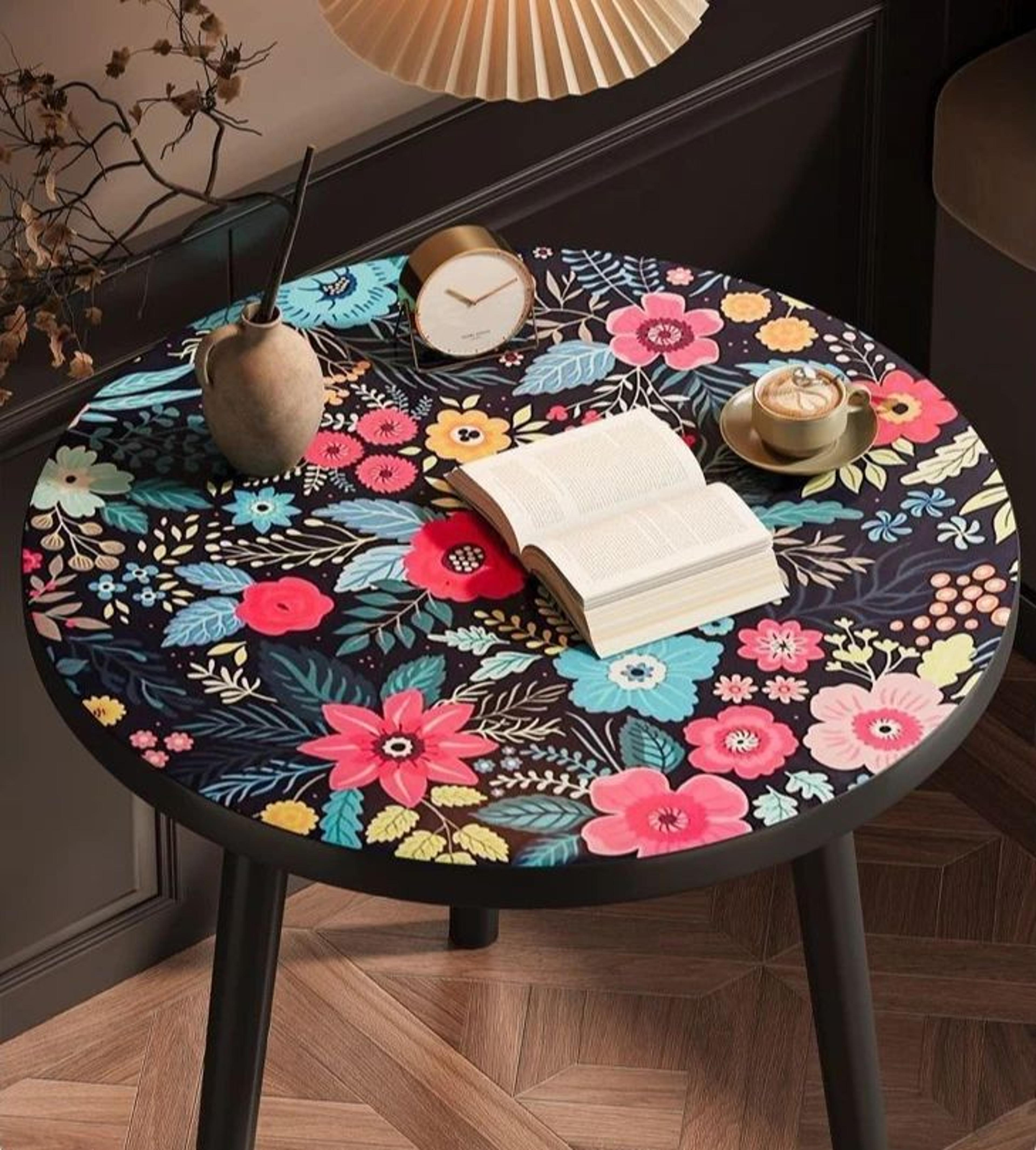 Mandala Wooden Round Side Table 14