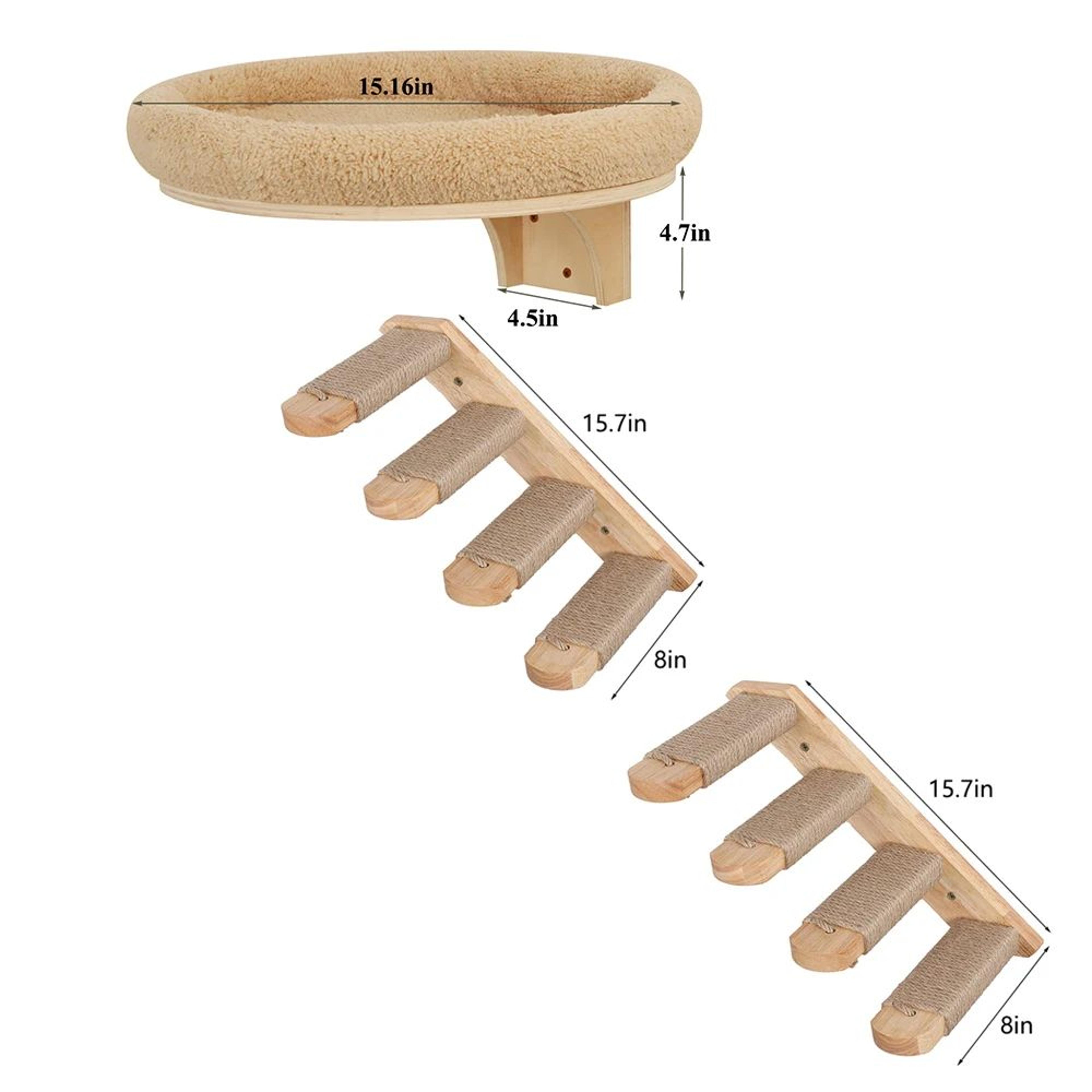 Wall Mounted Cat Climbing Ladder With Hammock 16