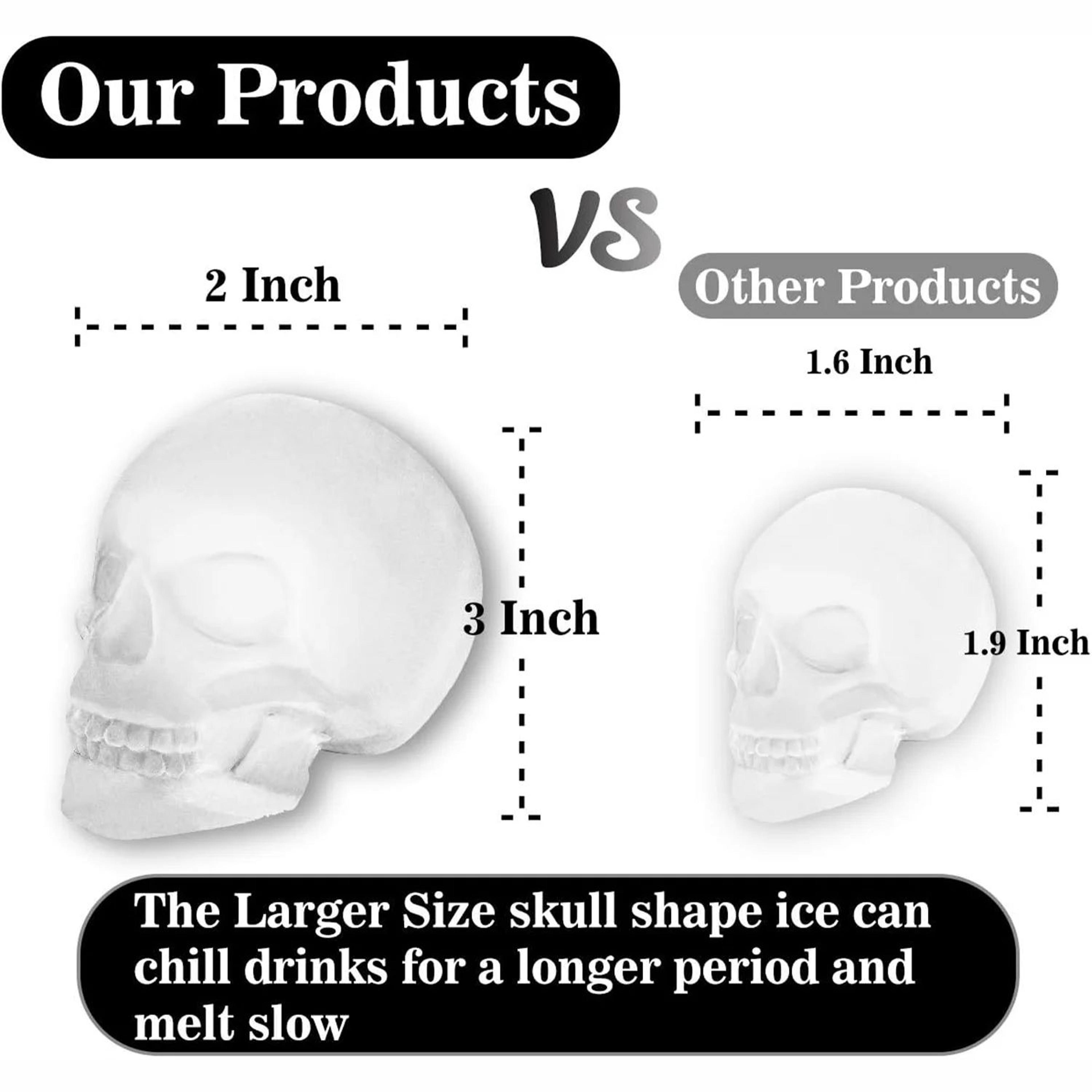 Large 3D Skull Ice Mold For Whiskey 3