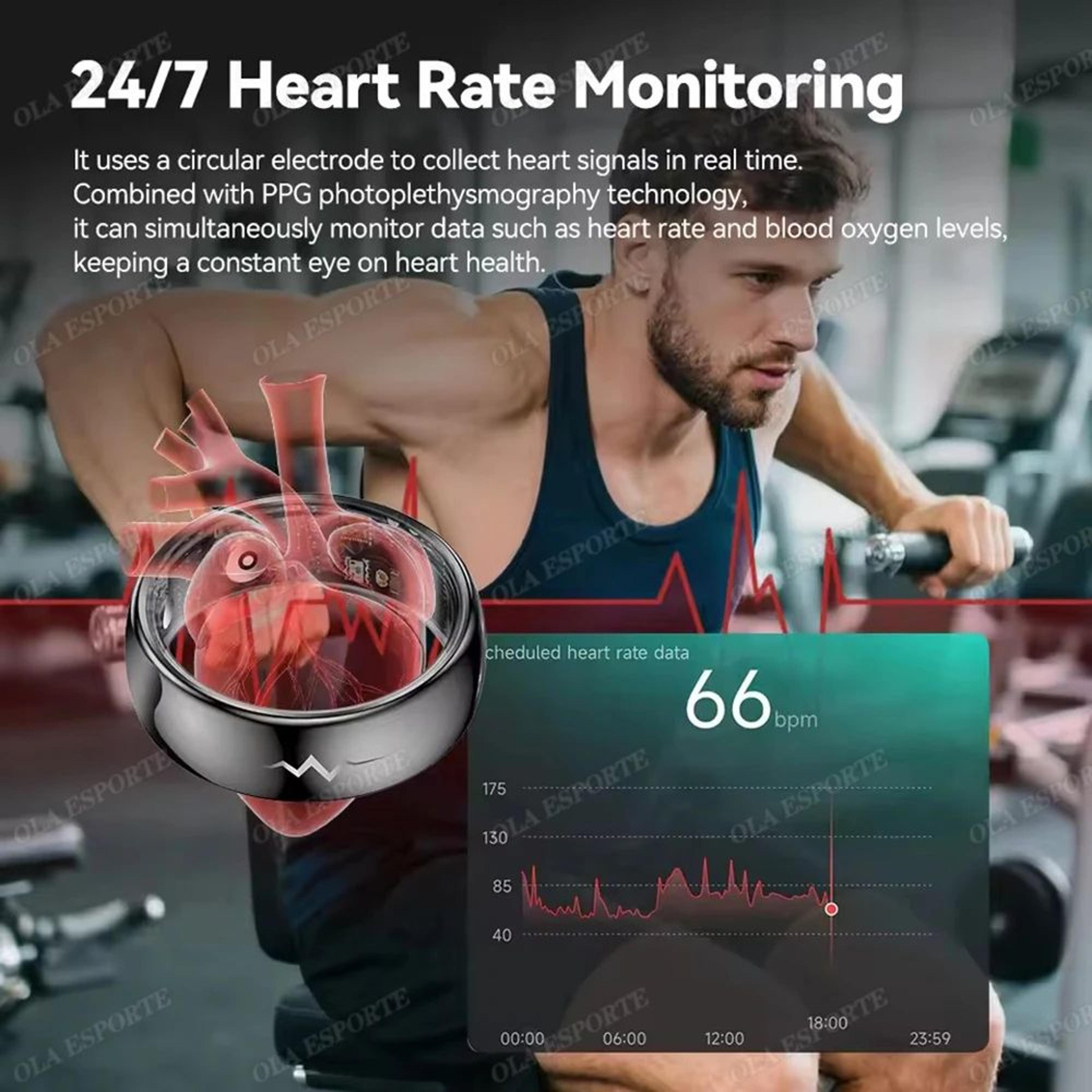 Smart Health Monitoring Ring Heart Rate SpO2 Blood Pressure Temperature Sleep Tracker 3