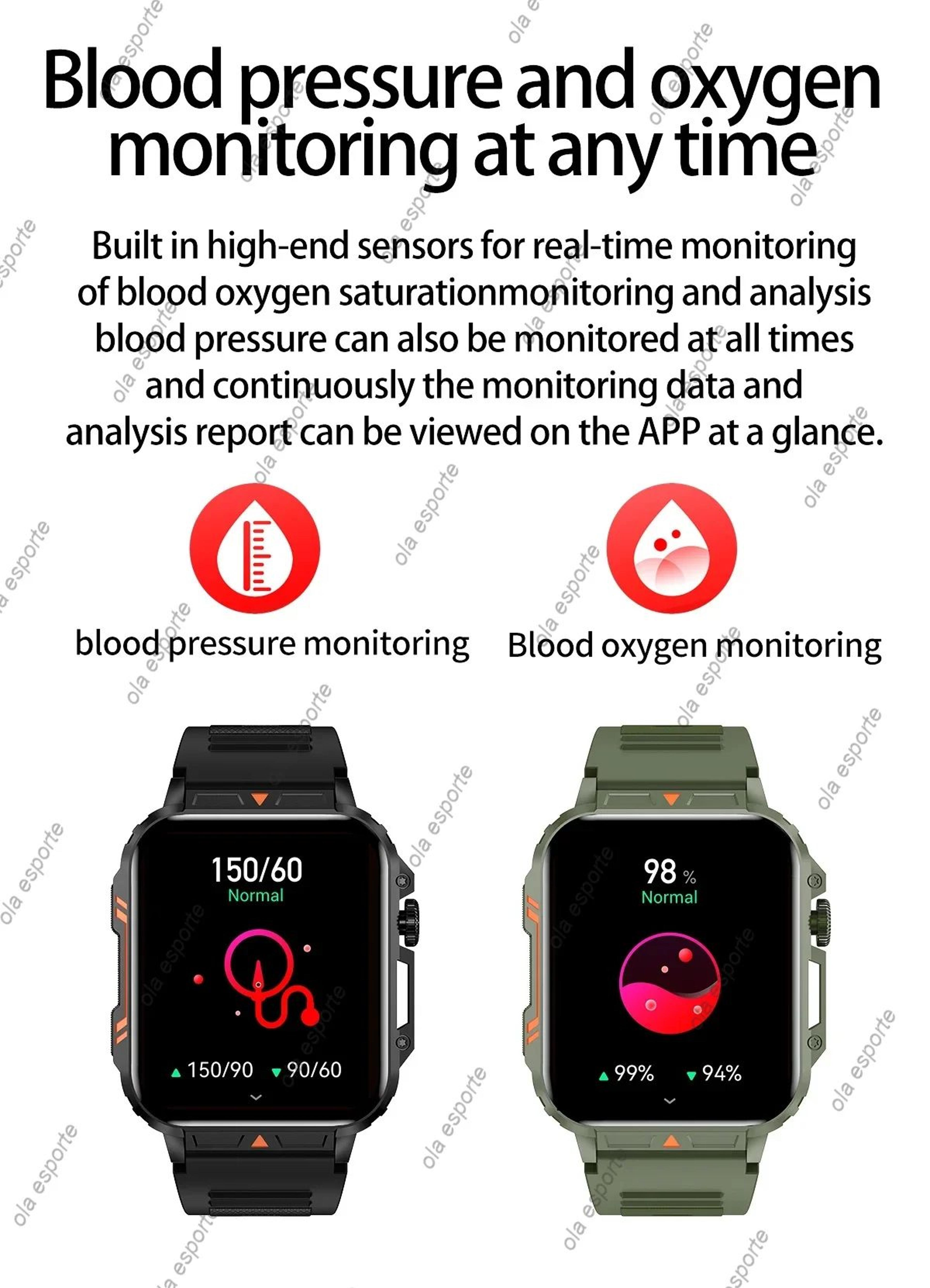 Outdoor Military Bluetooth Smart Watch Heart Rate SpO2 Fitness Tracker 12