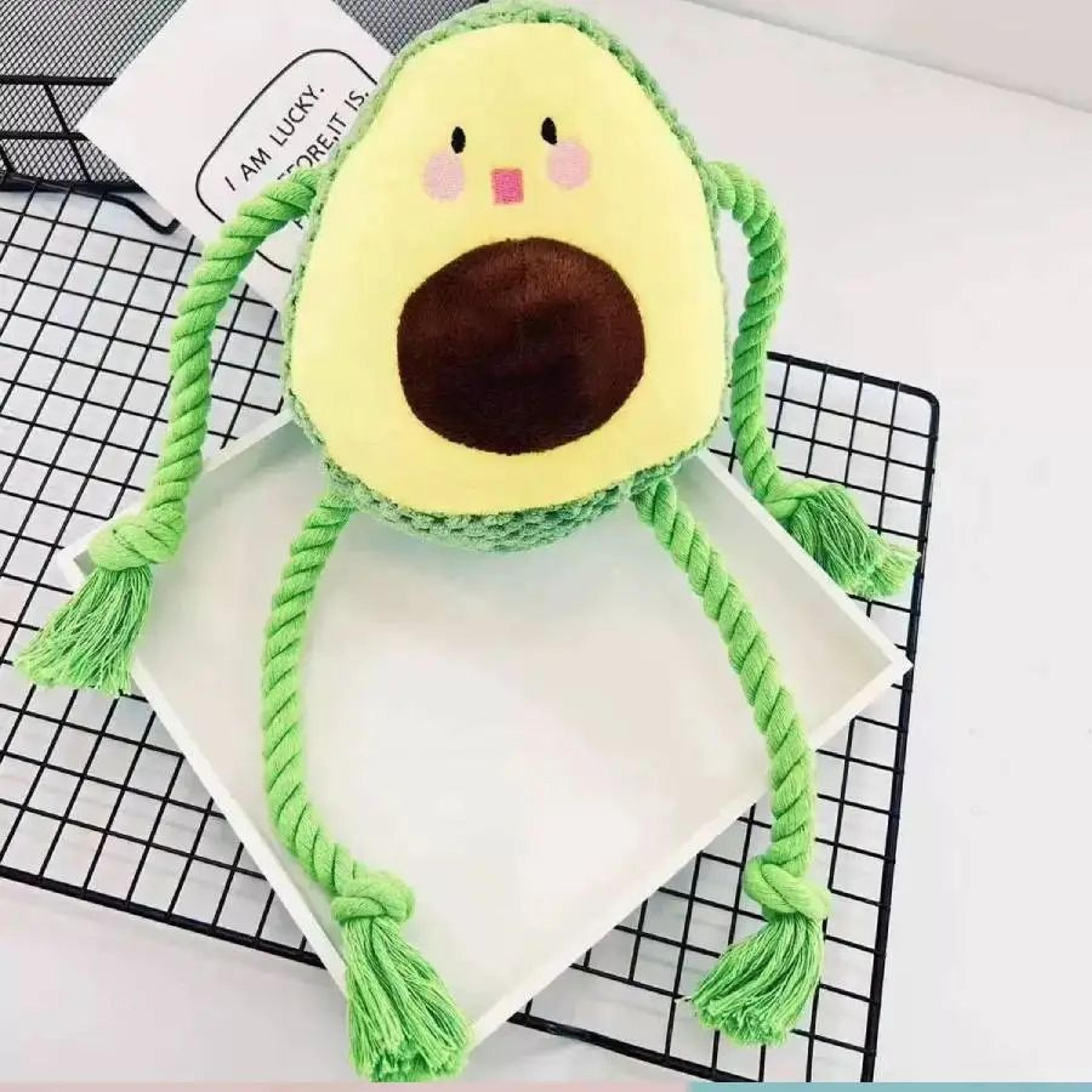 Avocado Plush Dog Toy With Rope Knot Interactive Chew Toy 4