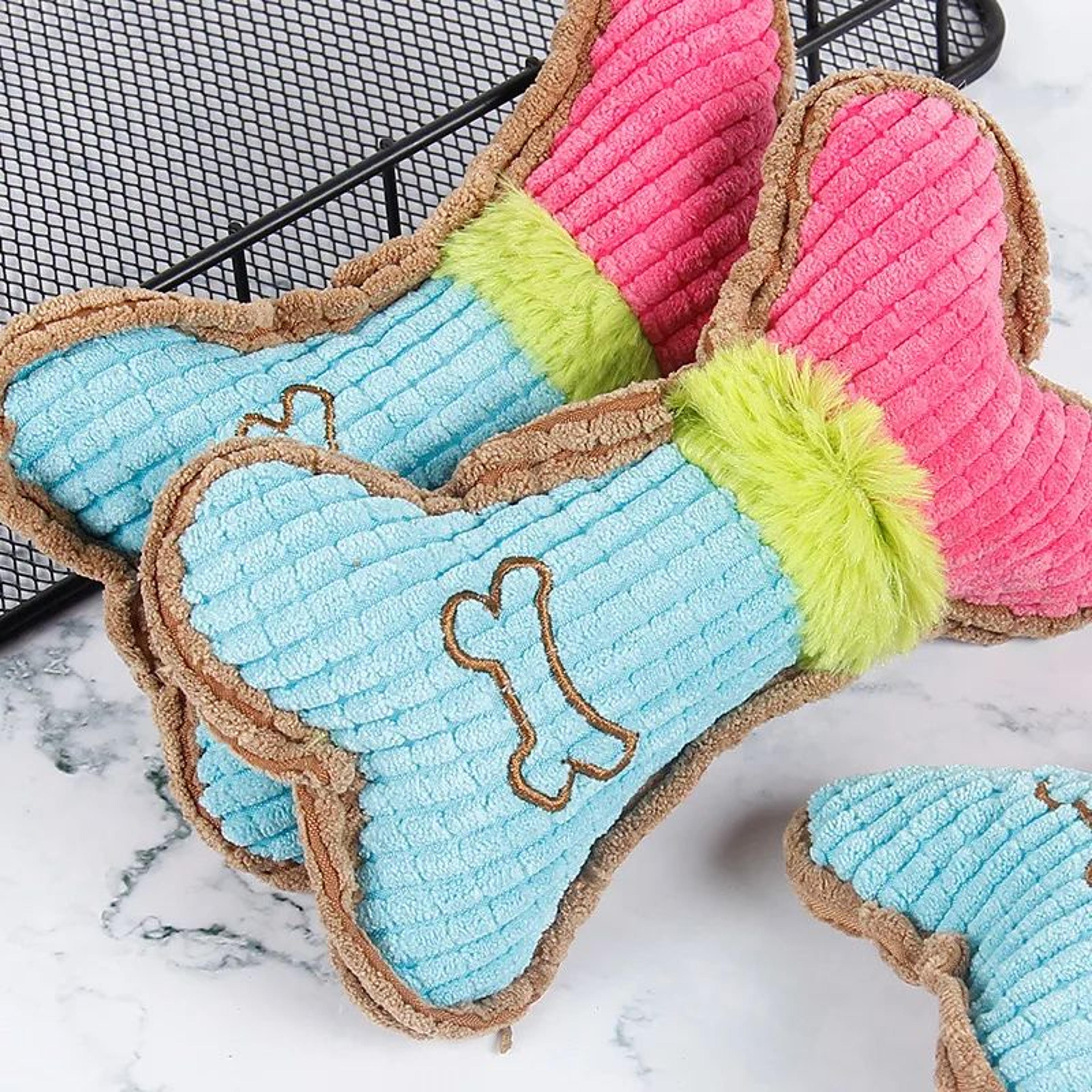 Squeaky Plush Bone Dog Chew Toy Dental Play Toy 5
