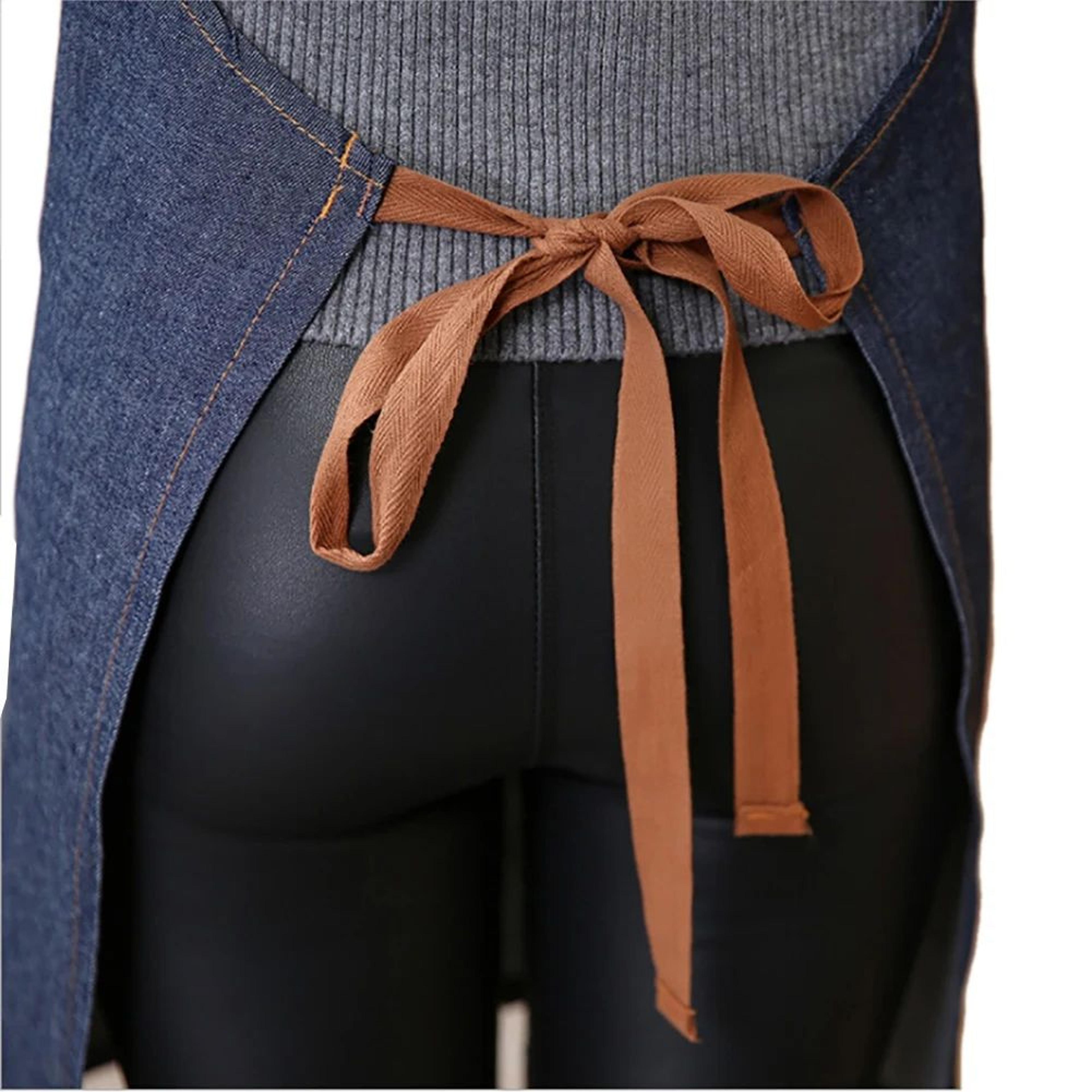 Unisex Cotton Denim Kitchen Apron Chef Cooking Uniform 3
