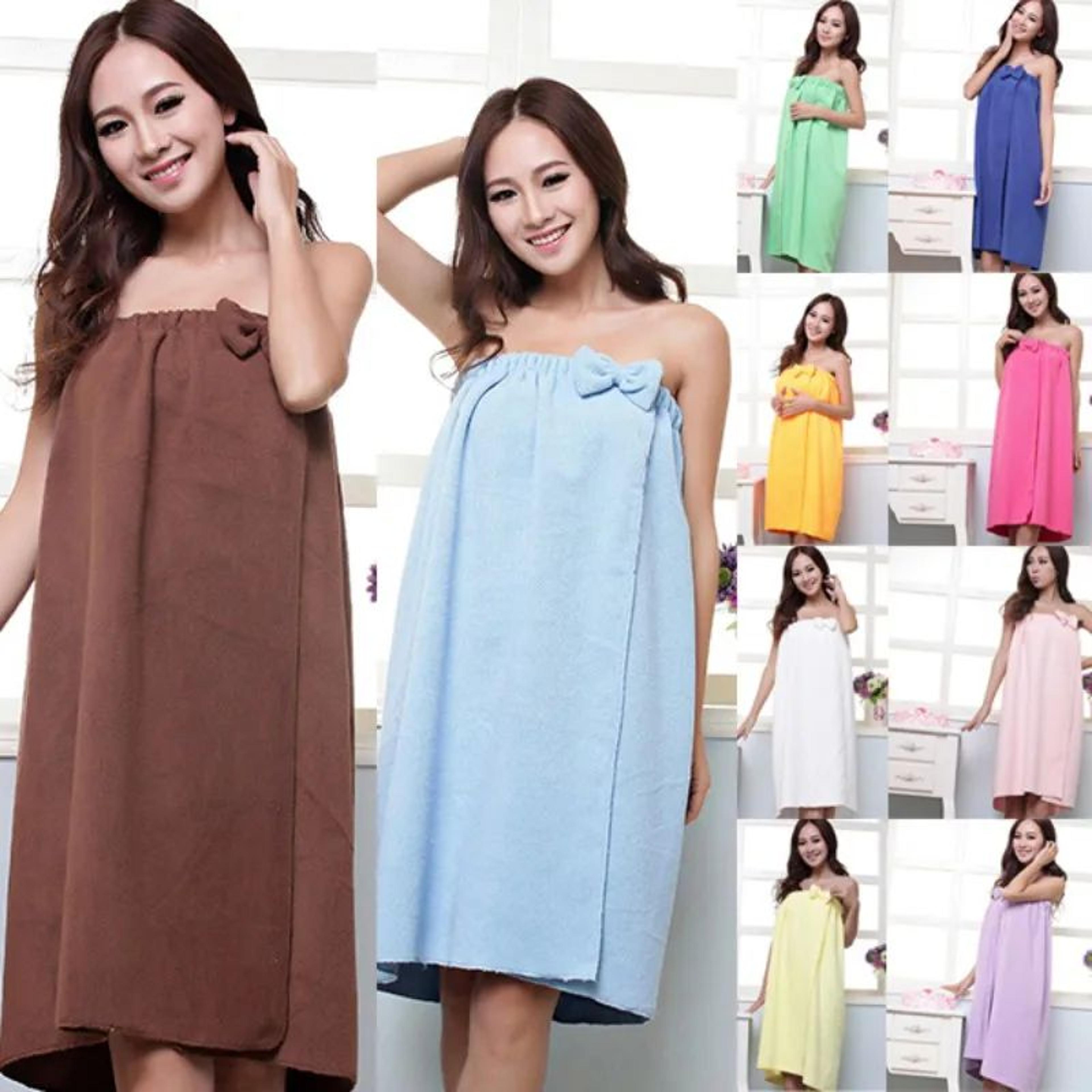Women Microfiber Bath Towel Robe Super Absorbent Spa Wrap 6