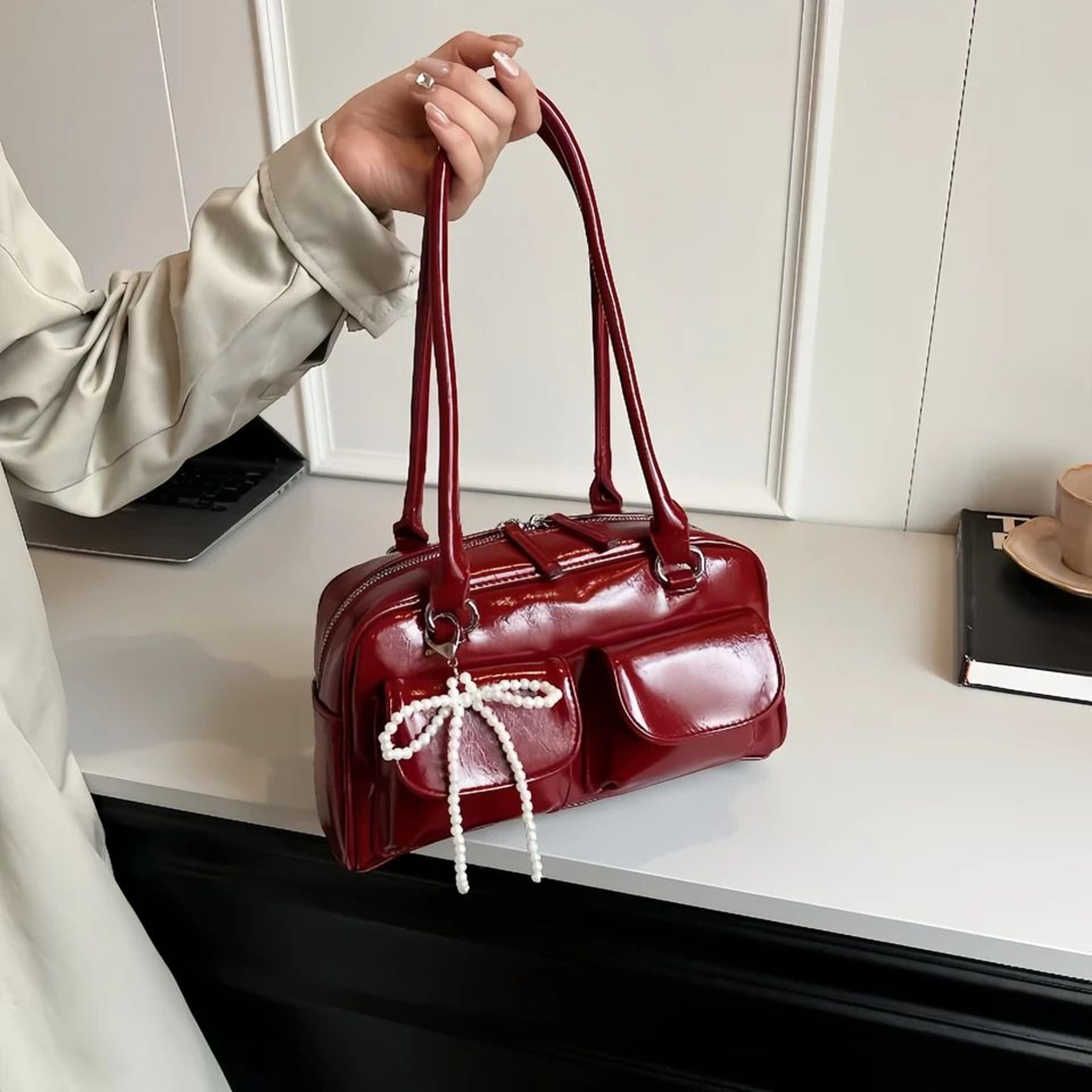 Womens Solid Color Boston Tote Bag 2