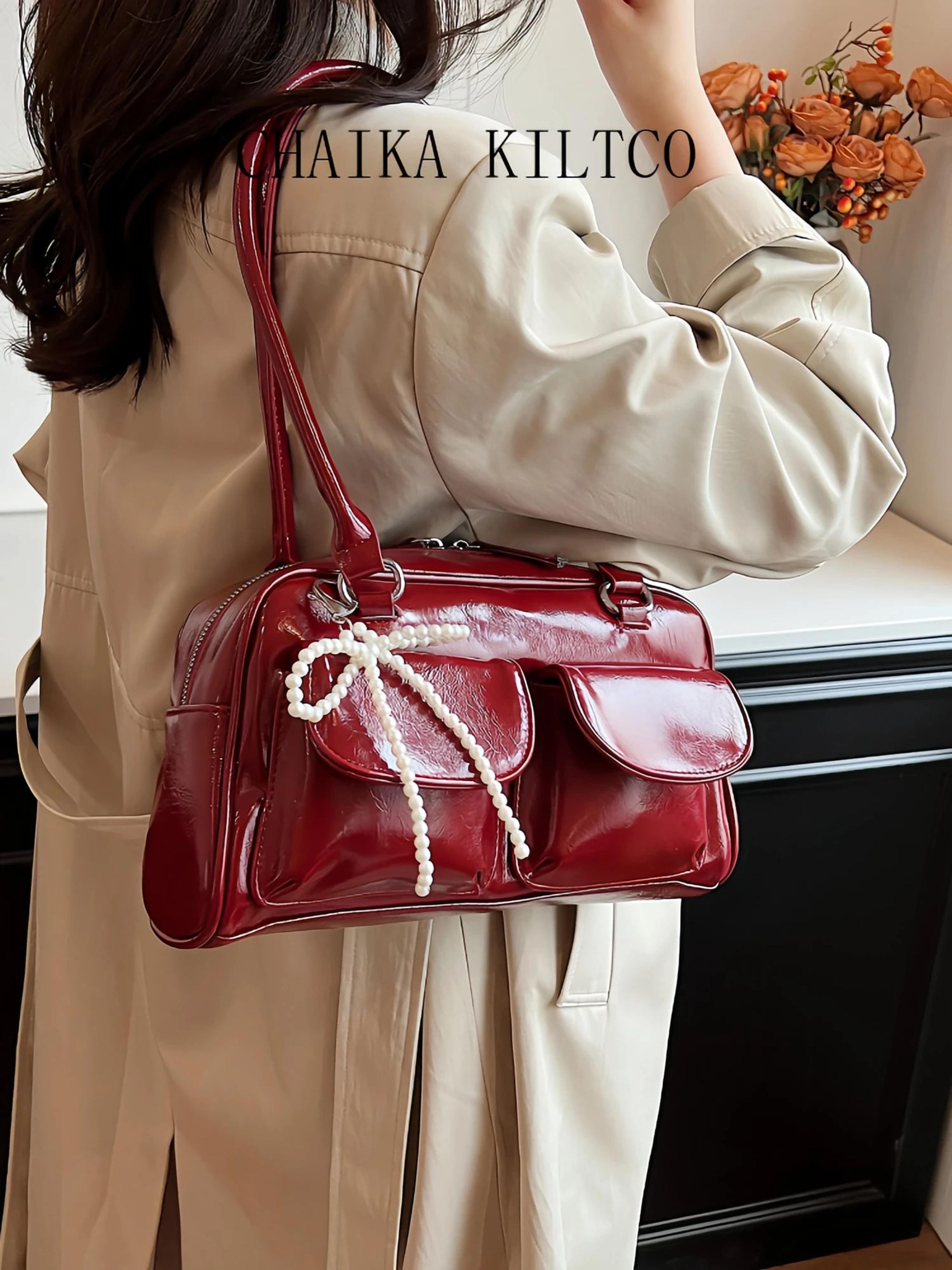 Womens Solid Color Boston Tote Bag 6