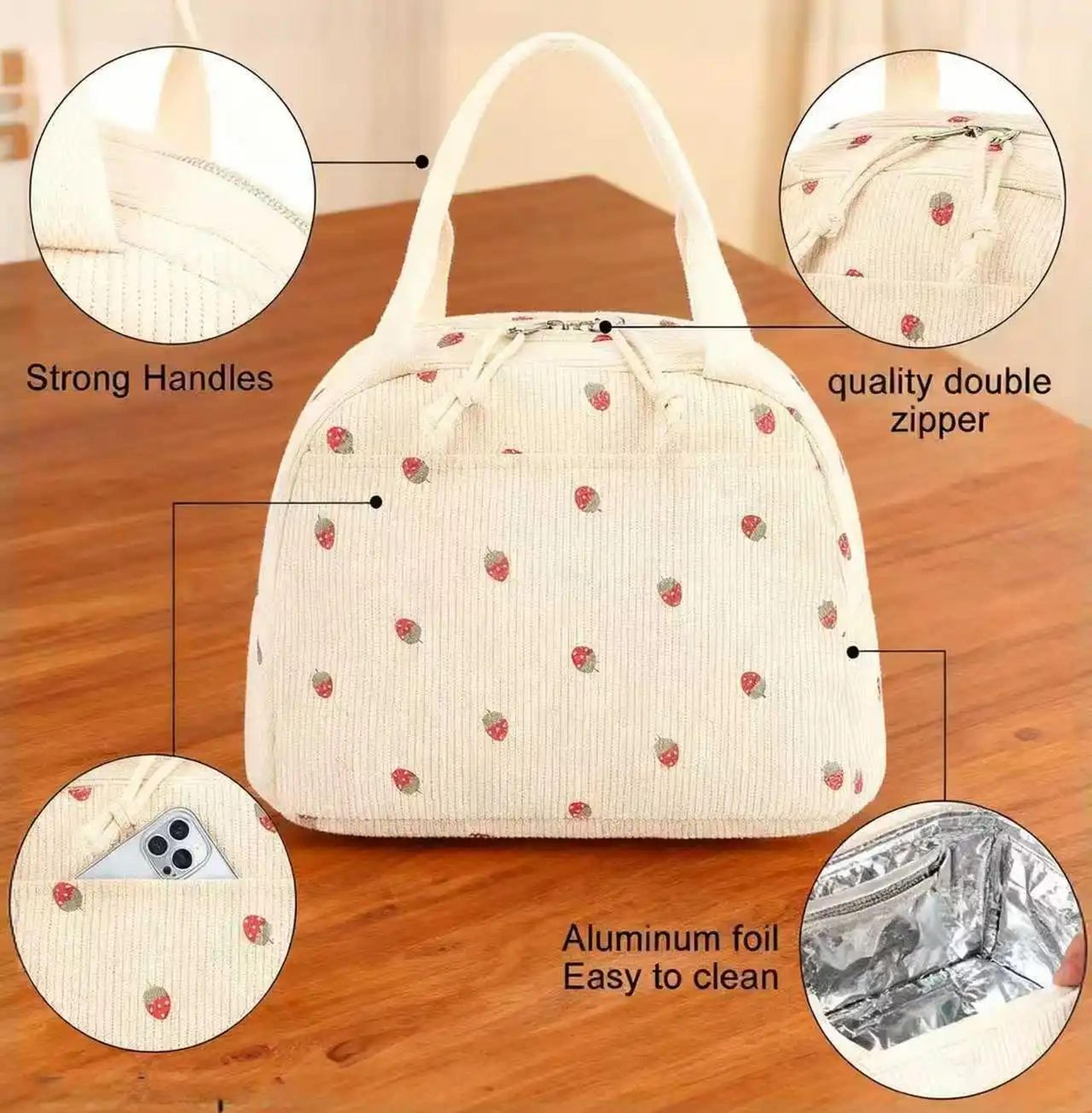 Corduroy Portable Insulated Lunch Bag 2