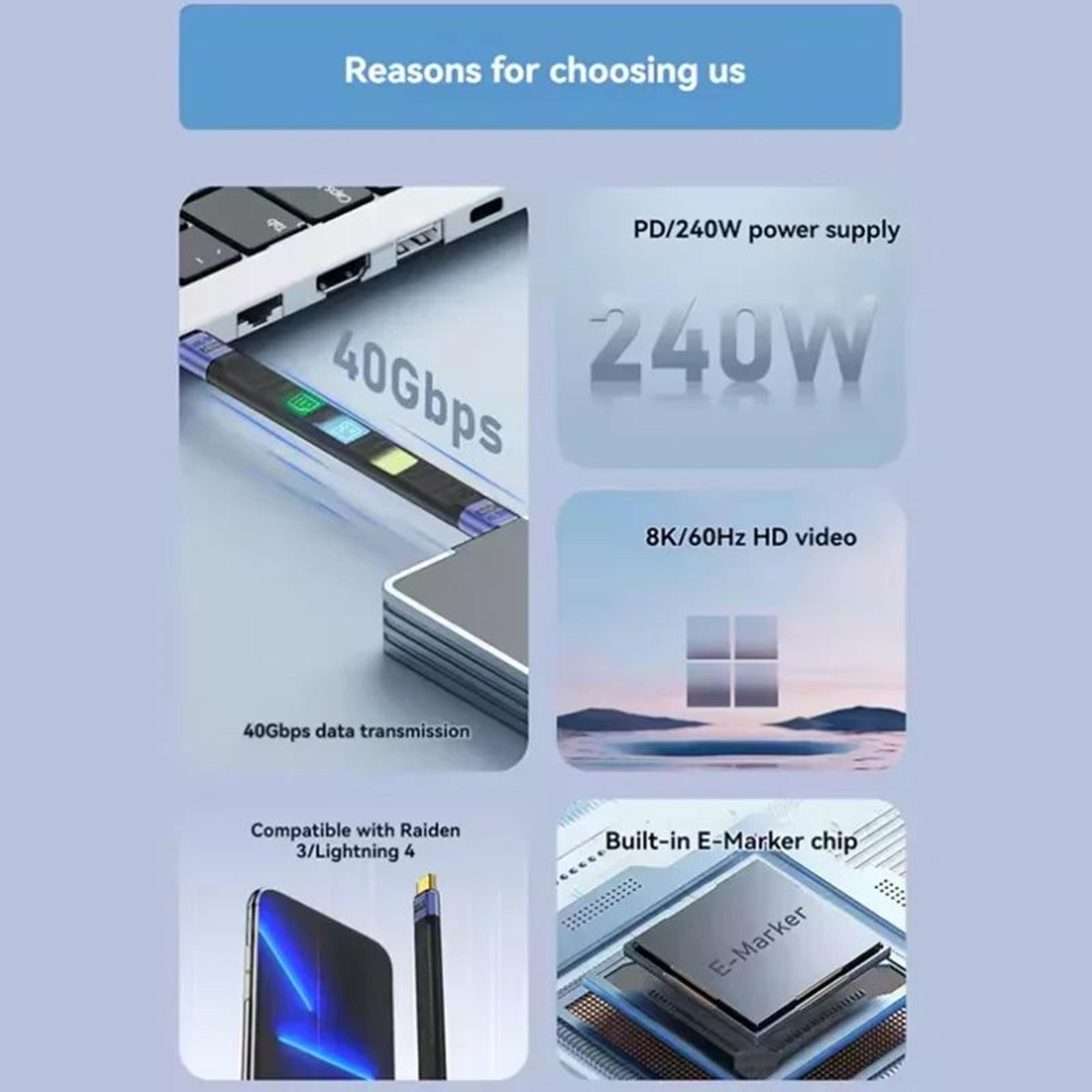 USB4 High Speed Short USB C Cable 4