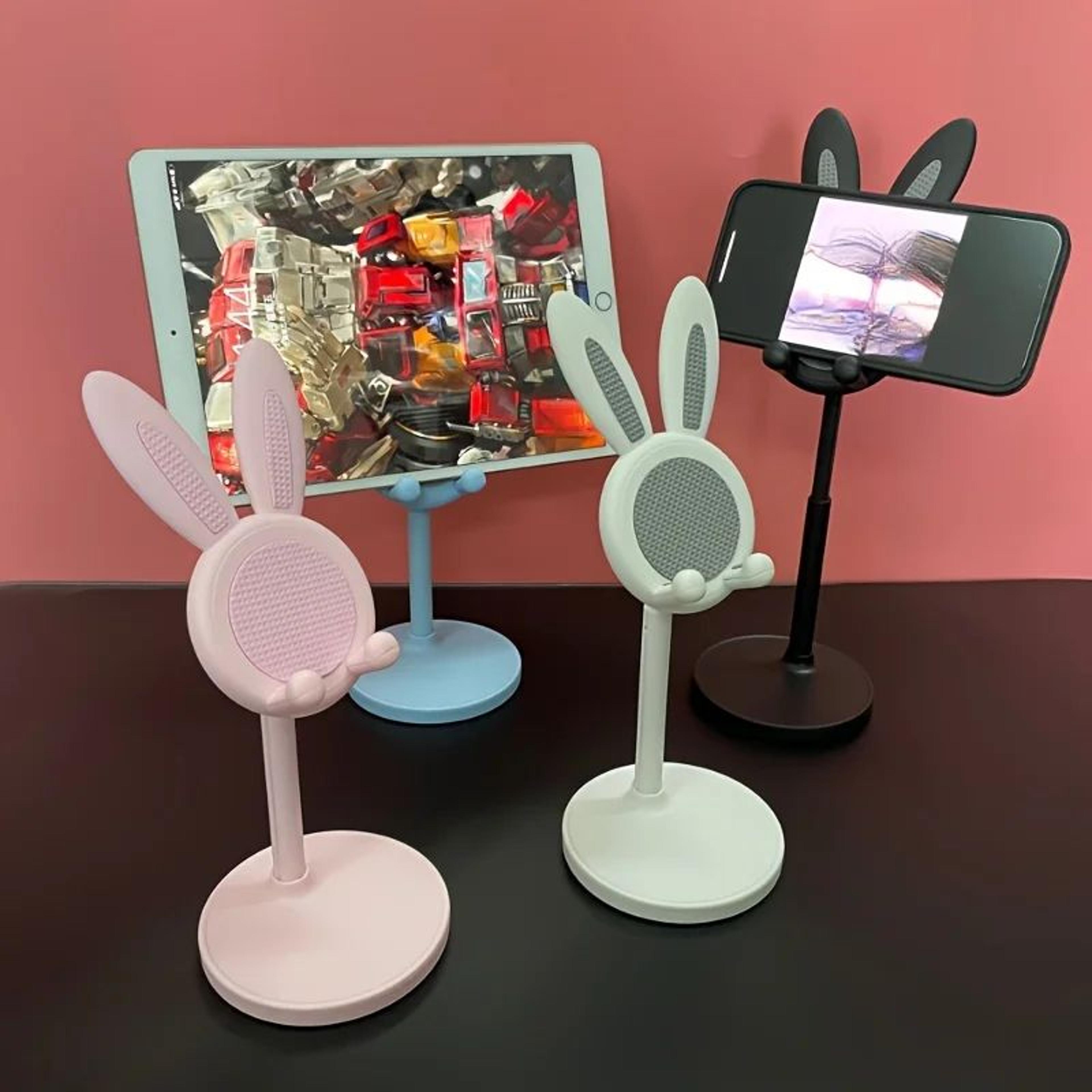 Cute Pink Rabbit Desktop Phone Holder 3