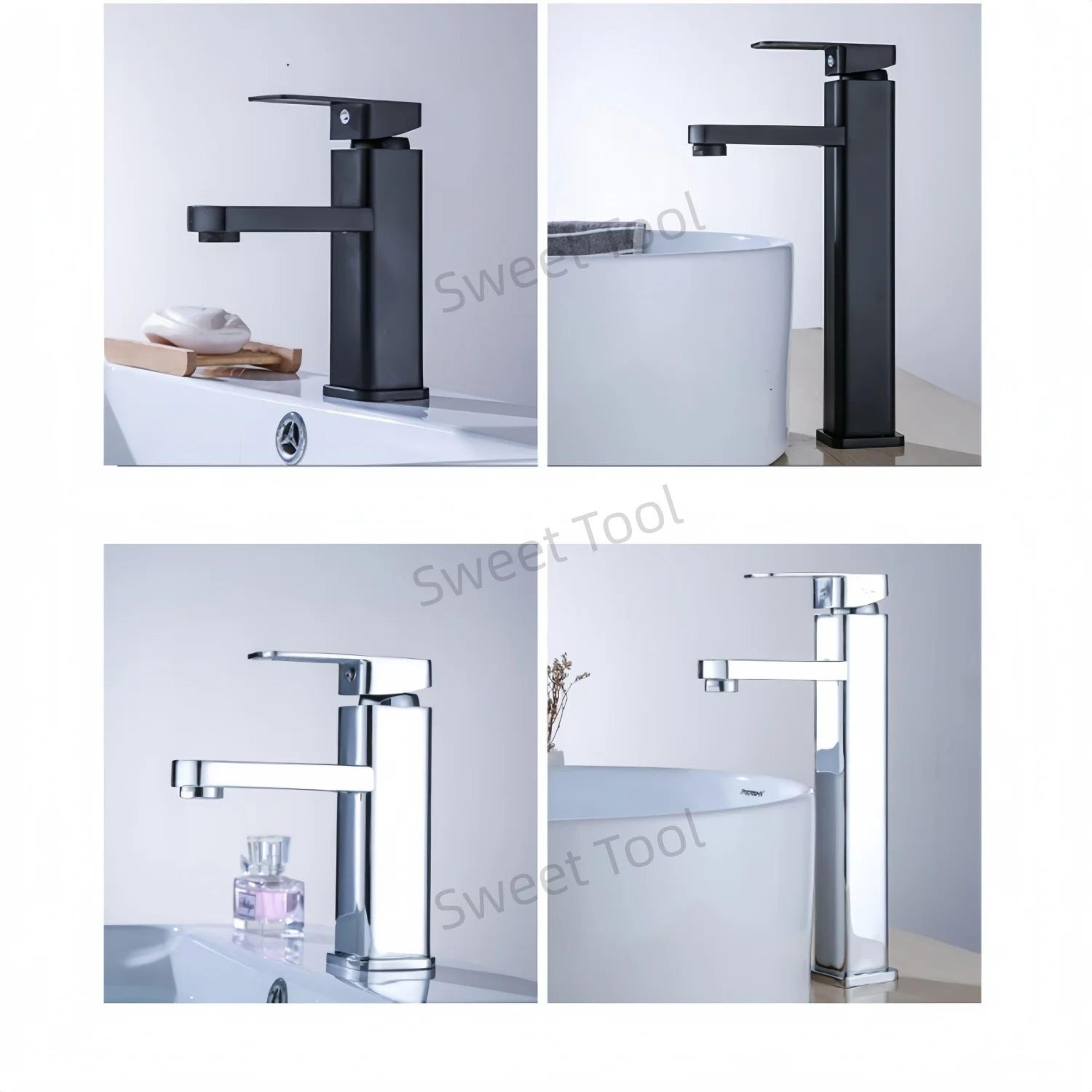 Black  Chrome Single Handle Sink Faucet 3