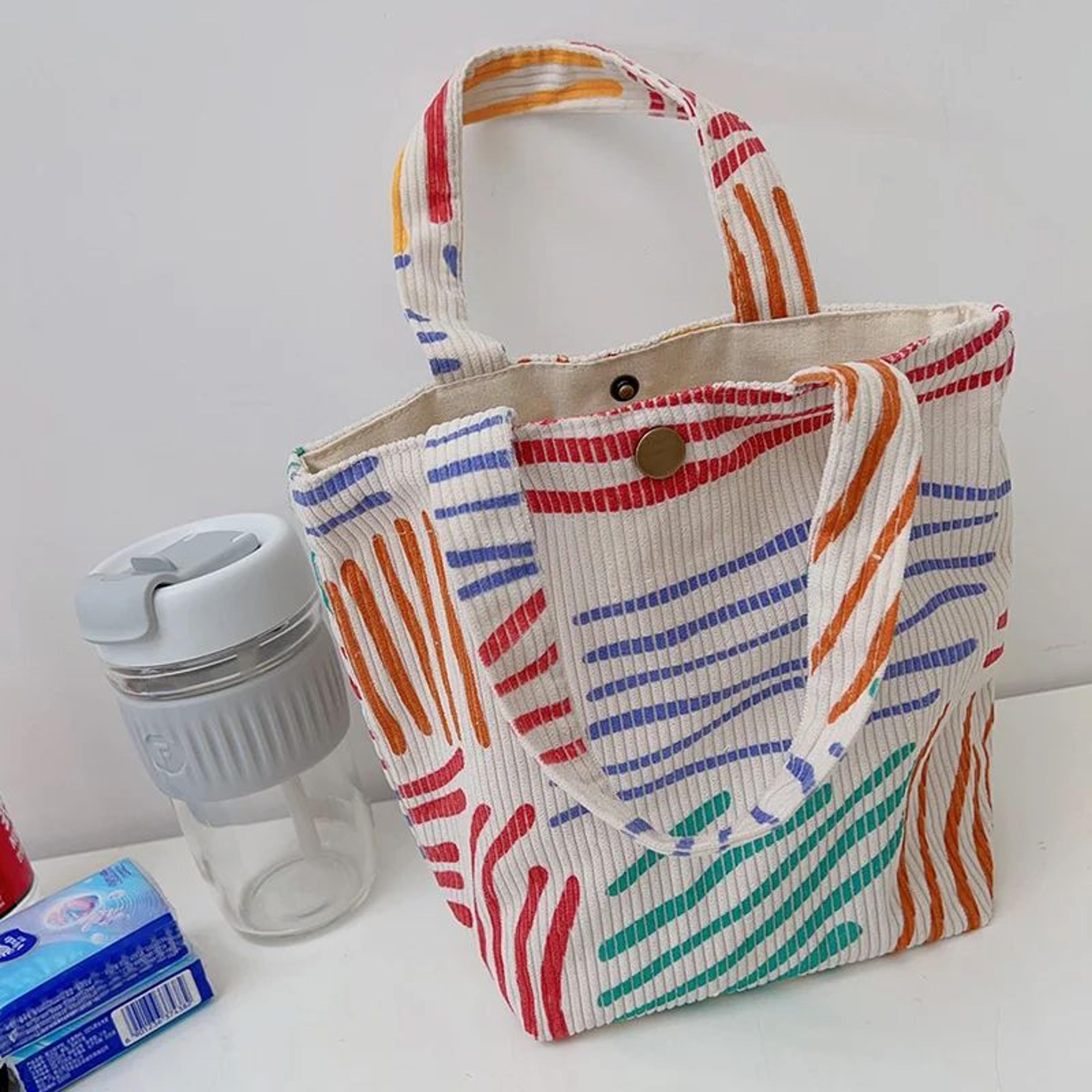 Striped Corduroy Cosmetic Bag 4