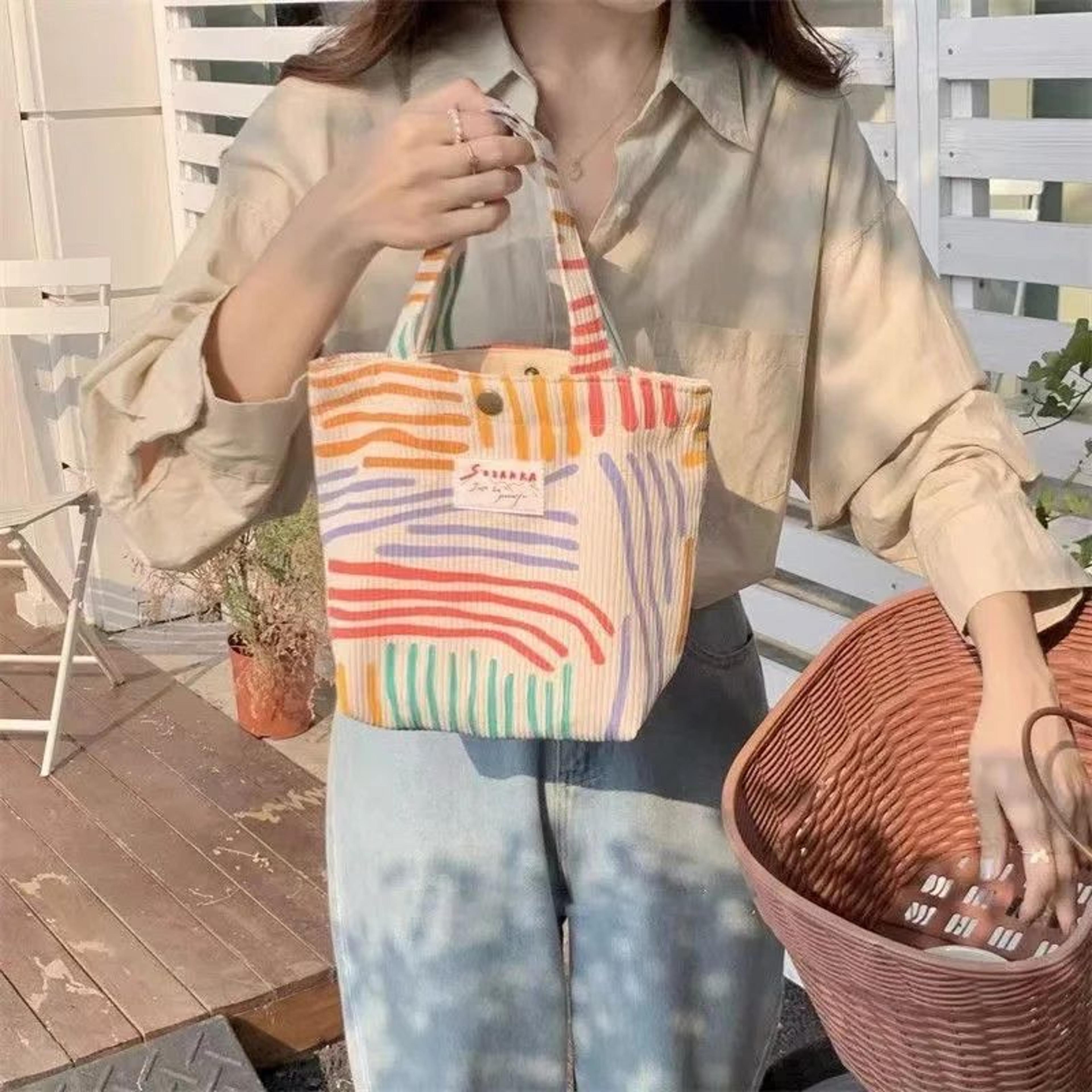 Striped Corduroy Cosmetic Bag 8