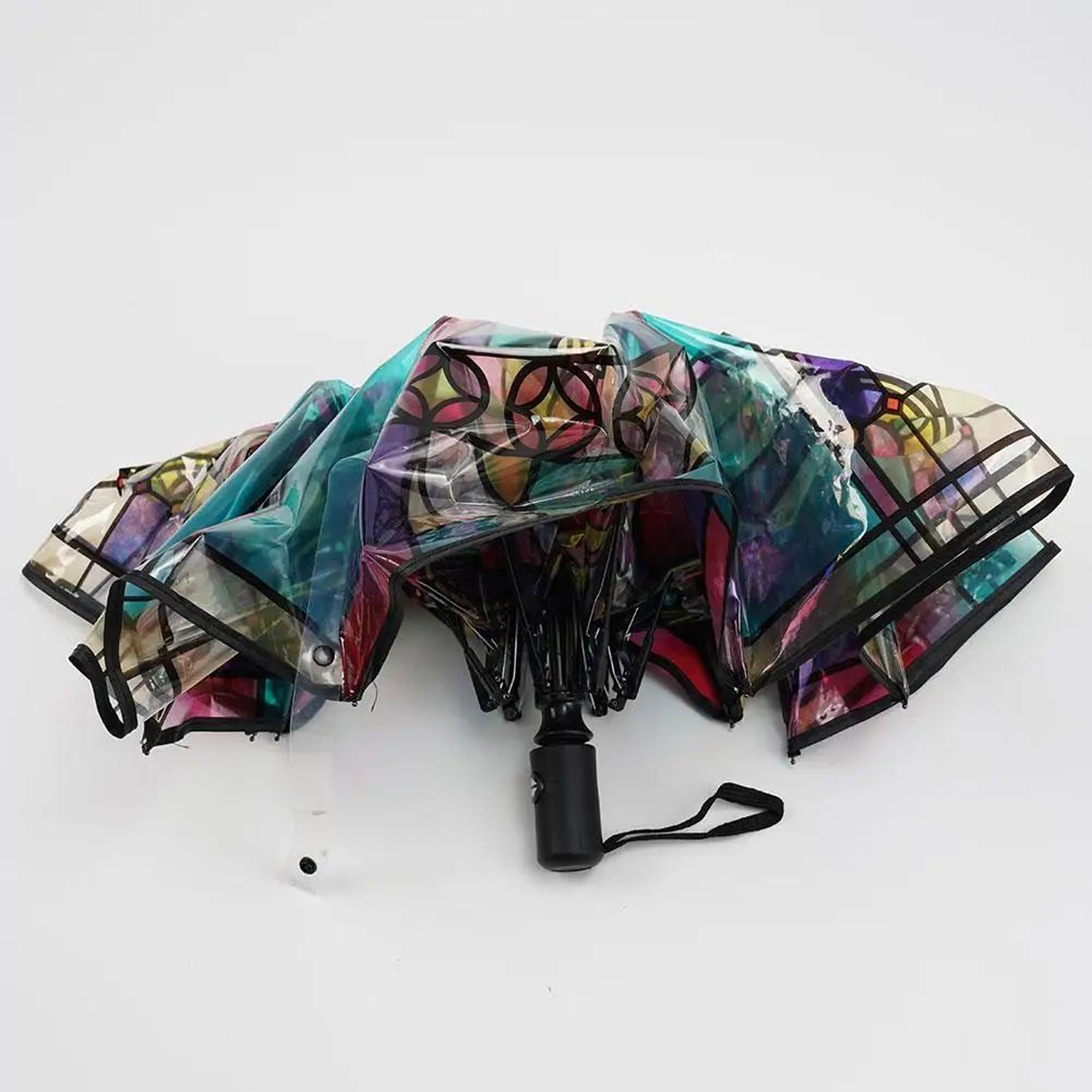 Colorful Glass Pattern Automatic Umbrella 7