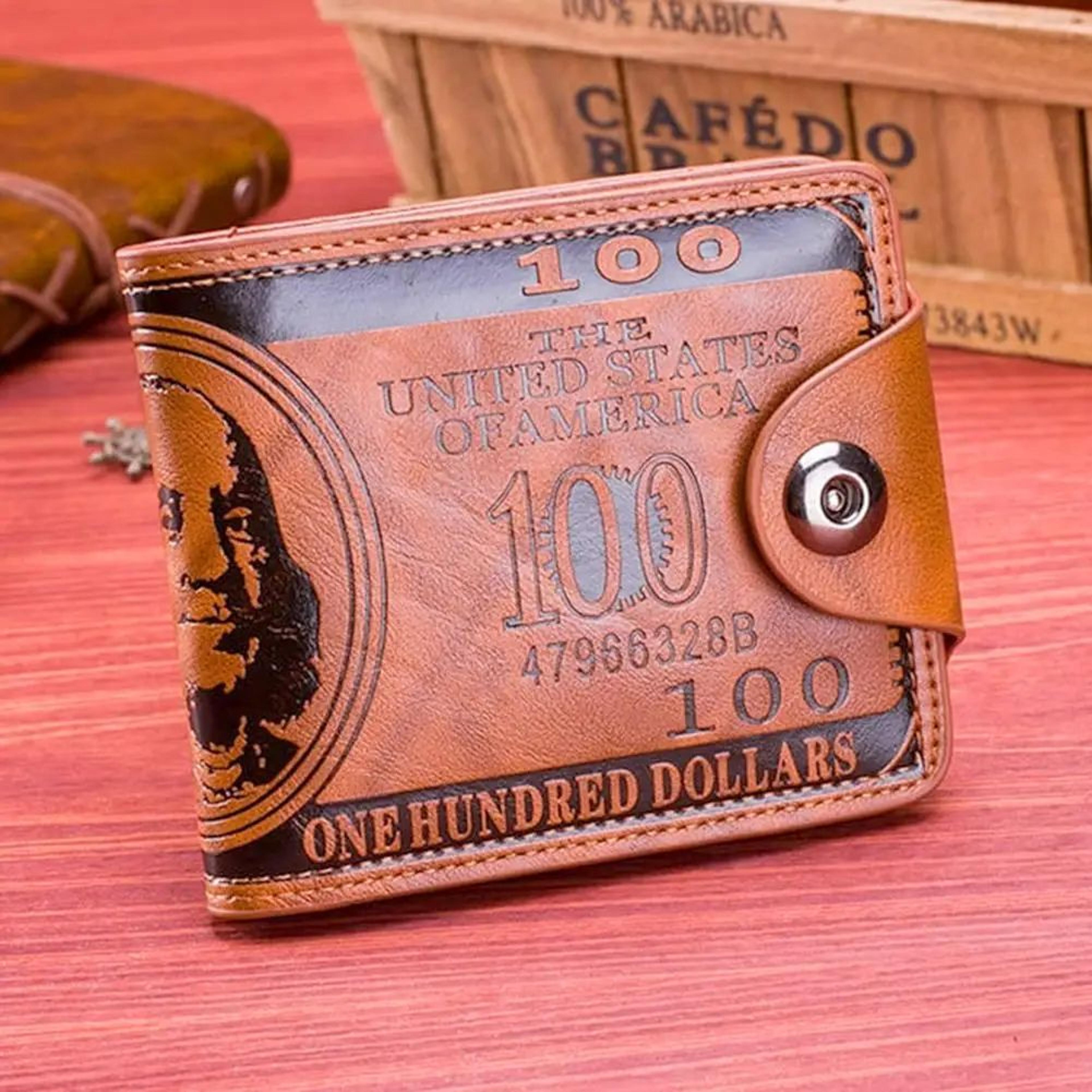 Retro Dollar Pattern Mens PU Leather Wallet 0