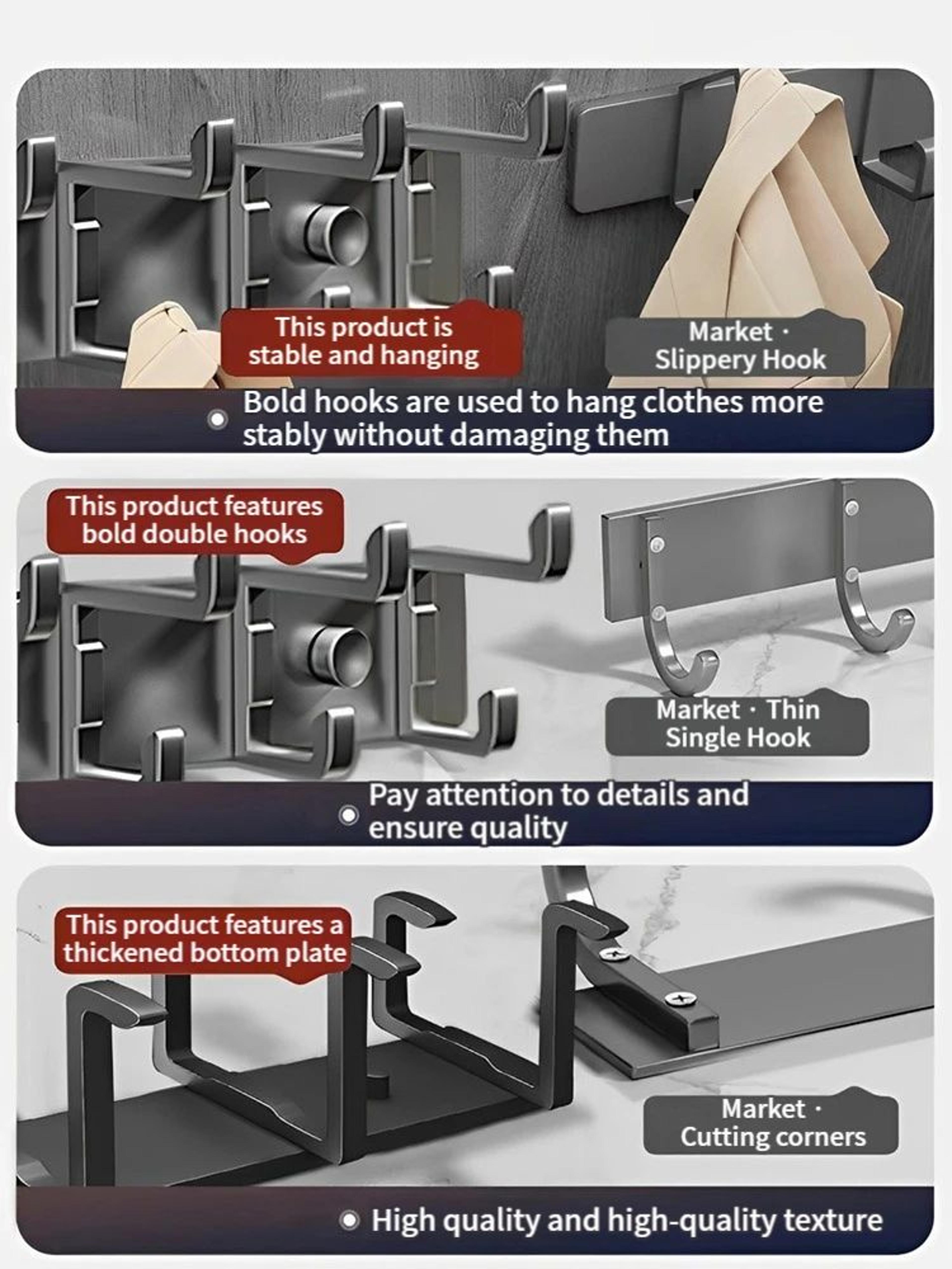 No Drill Folding Door Robe Hooks 2