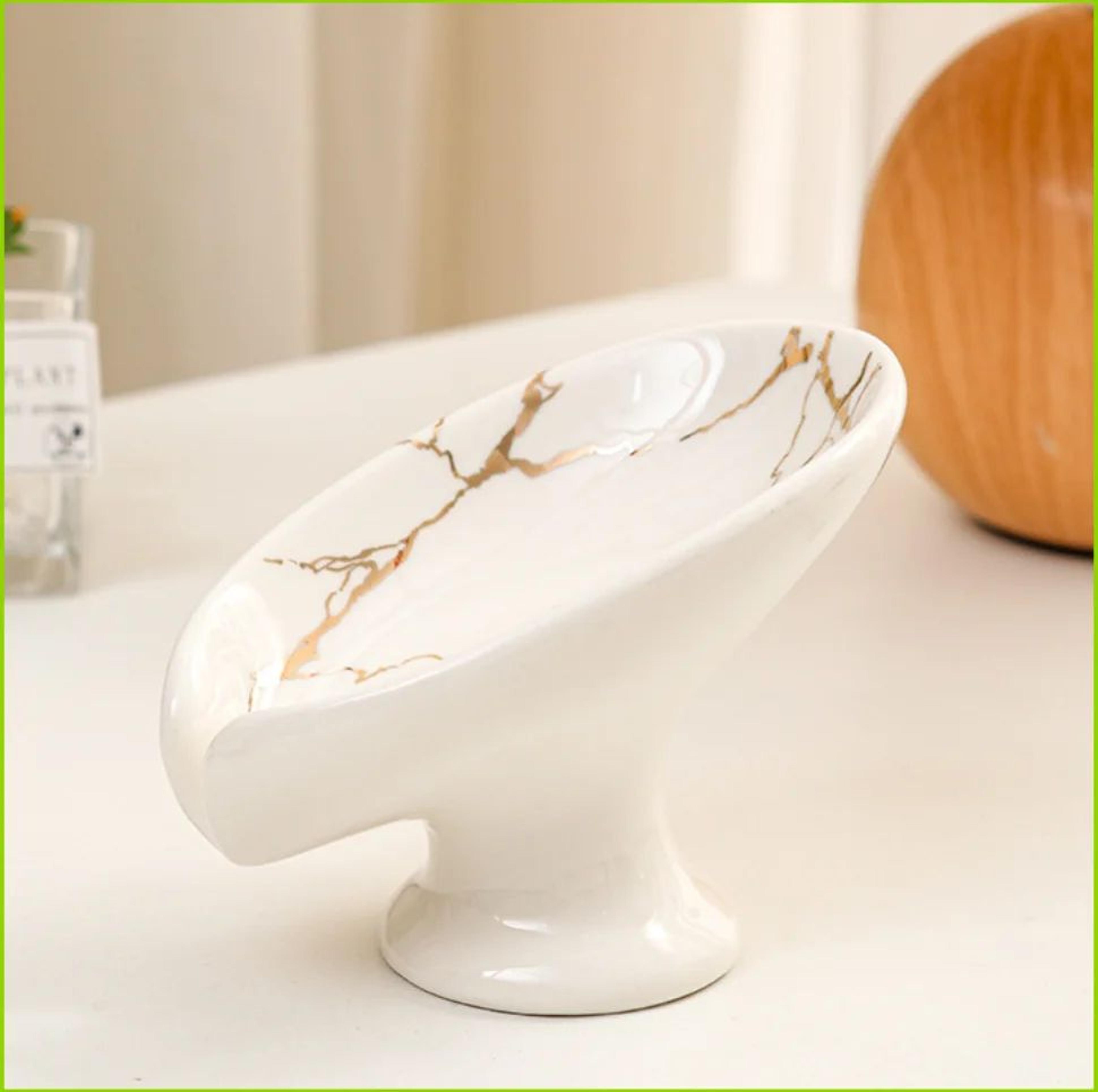 Ceramic Leaf Shape Soap Holder Dish 0