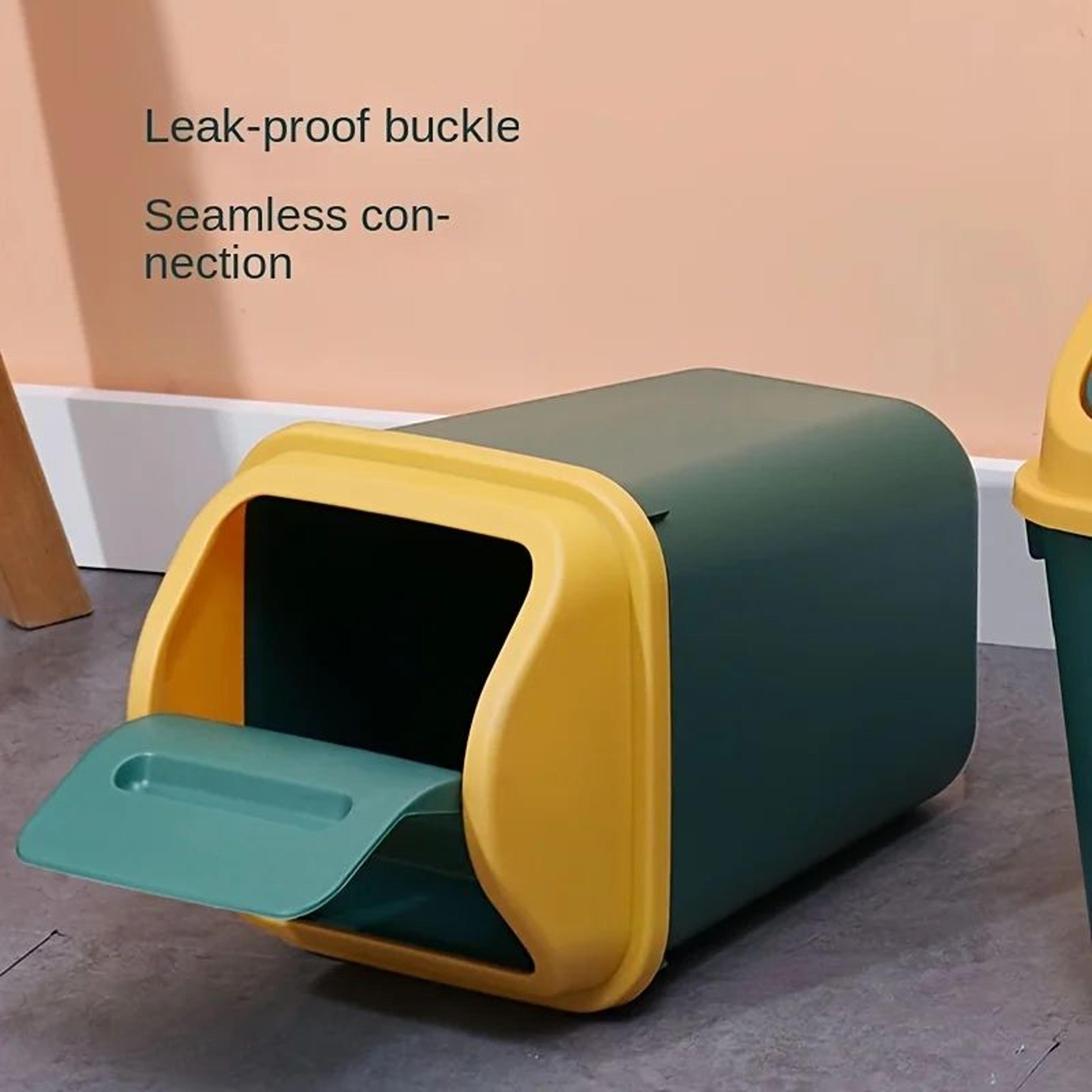 14L Square Plastic Trash Can With Lid 4