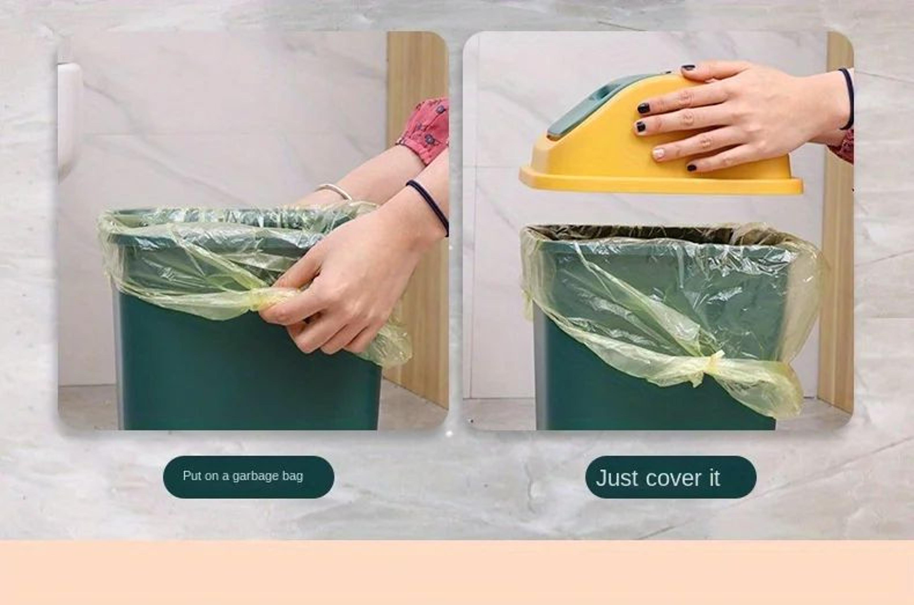 14L Square Plastic Trash Can With Lid 9