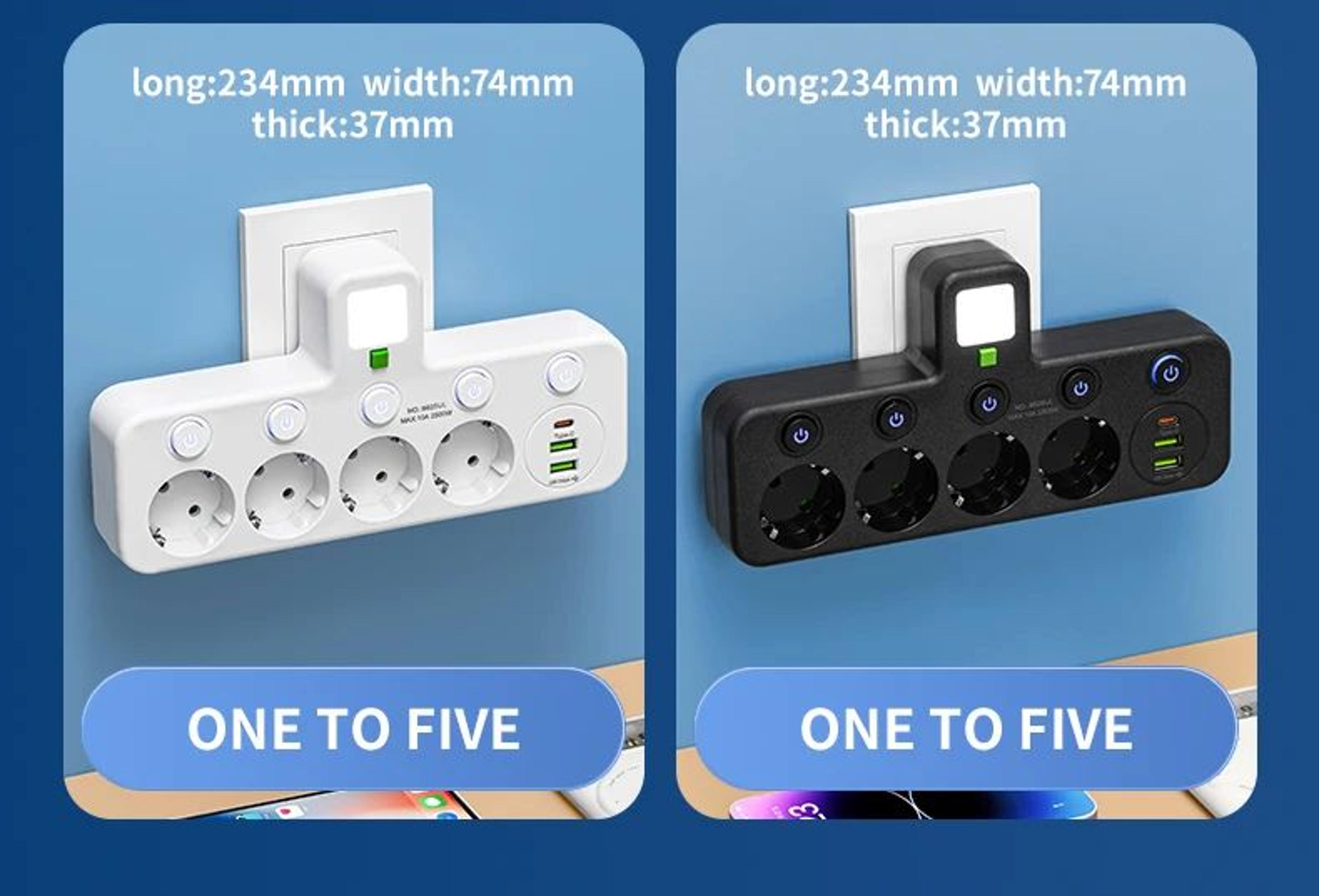 Multi Socket Wall Outlet With USB Ports 7