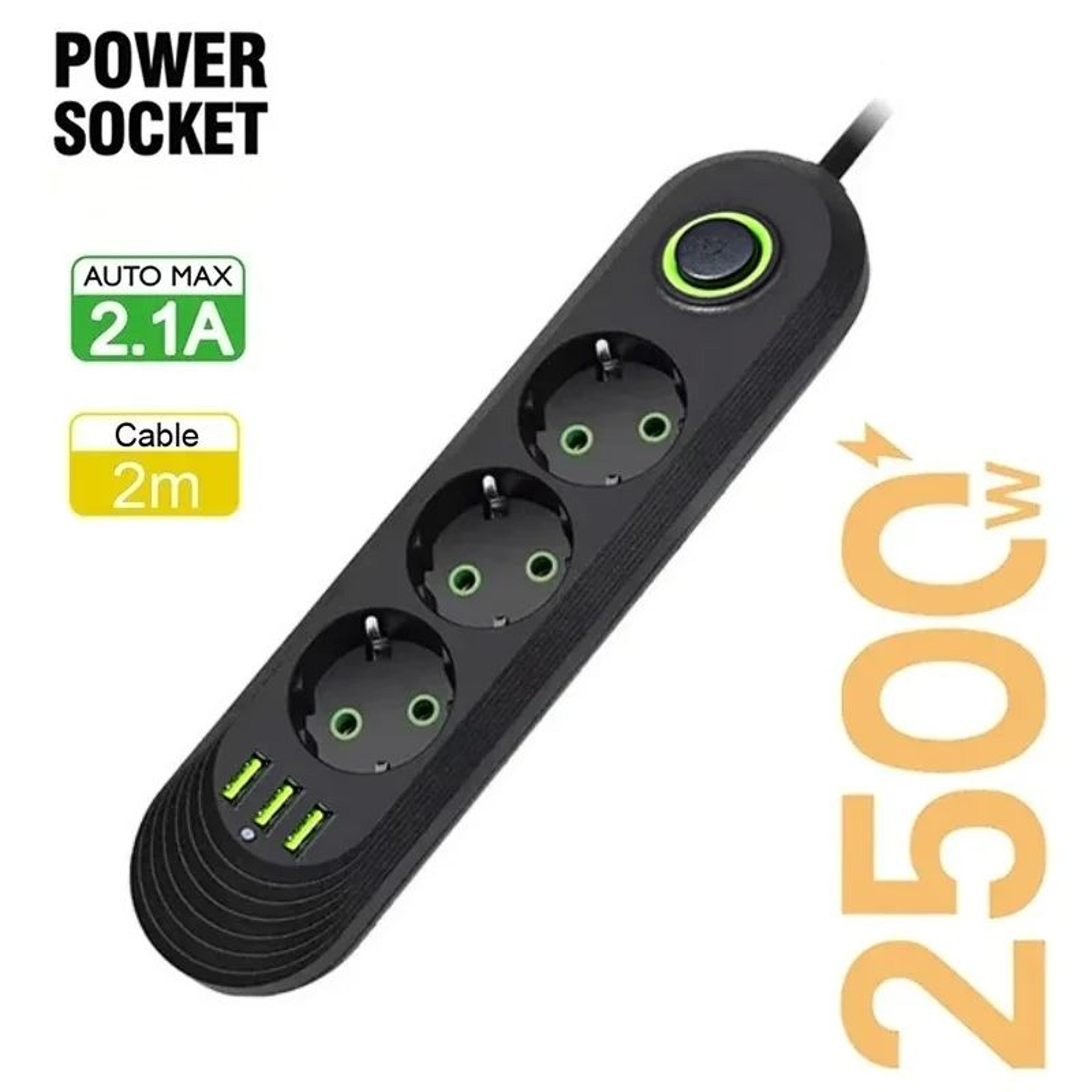 EU Power Strip With USB Charging Ports 4