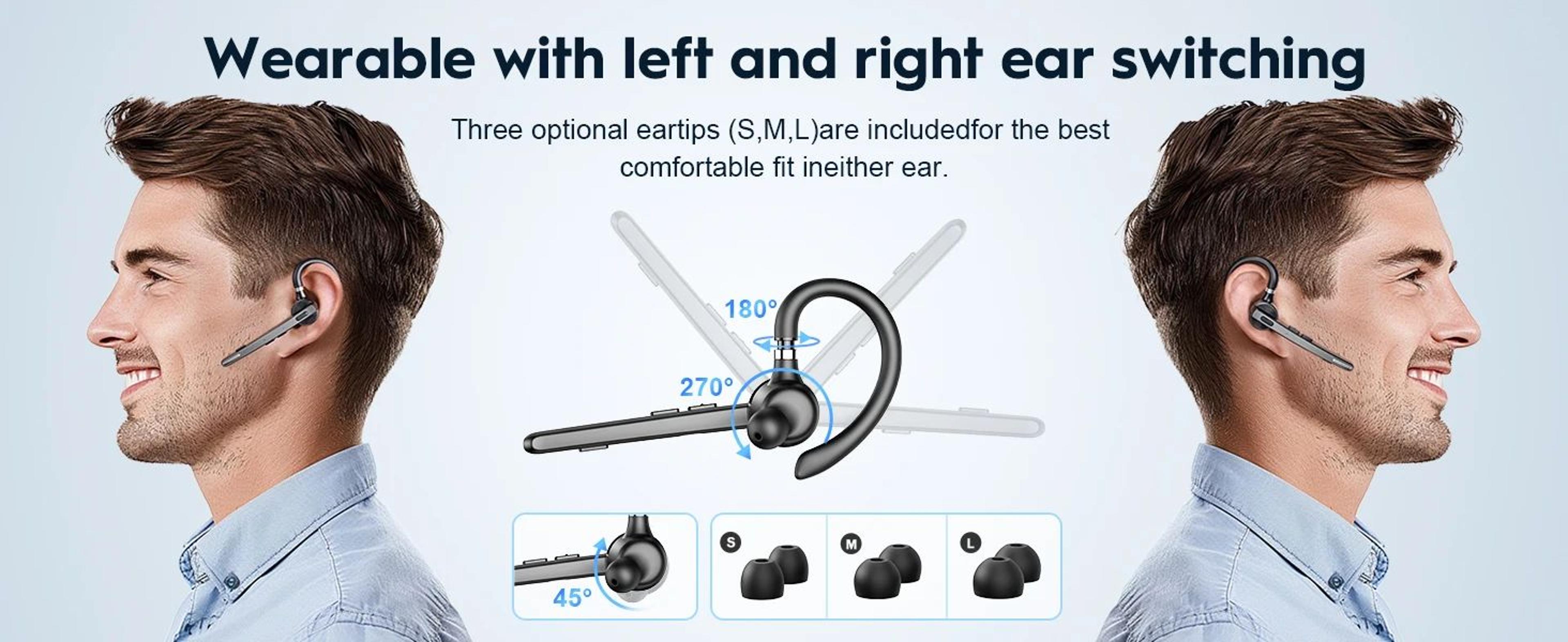 Bluetooth Wireless Headset DualMic Noise Cancelling 6